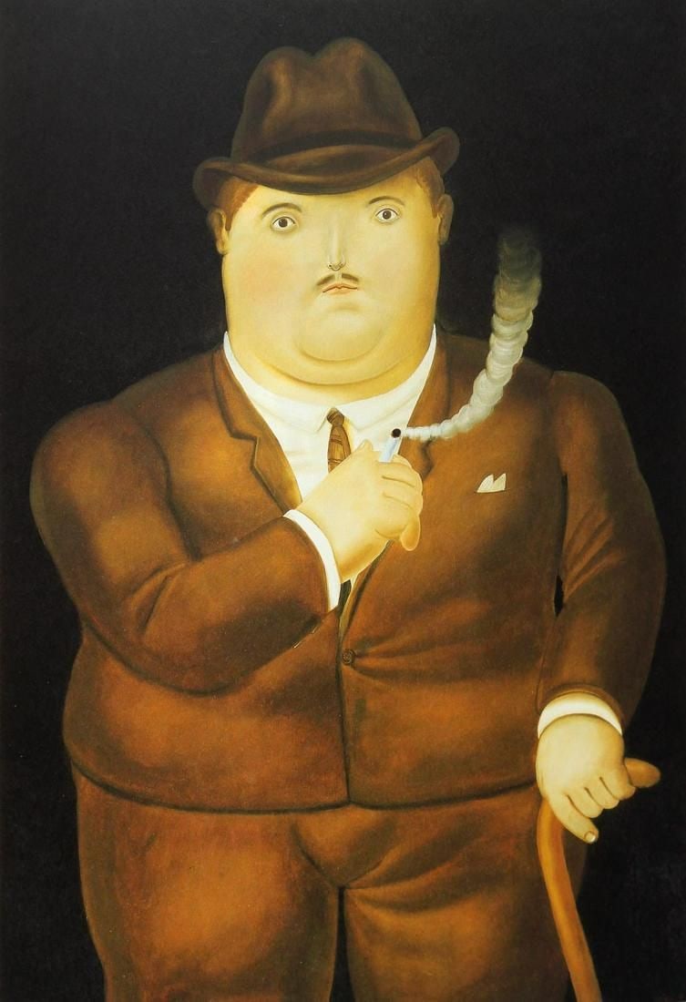 Fernando Botero 10 Man Smoking 1983: Title: Man Smoking
