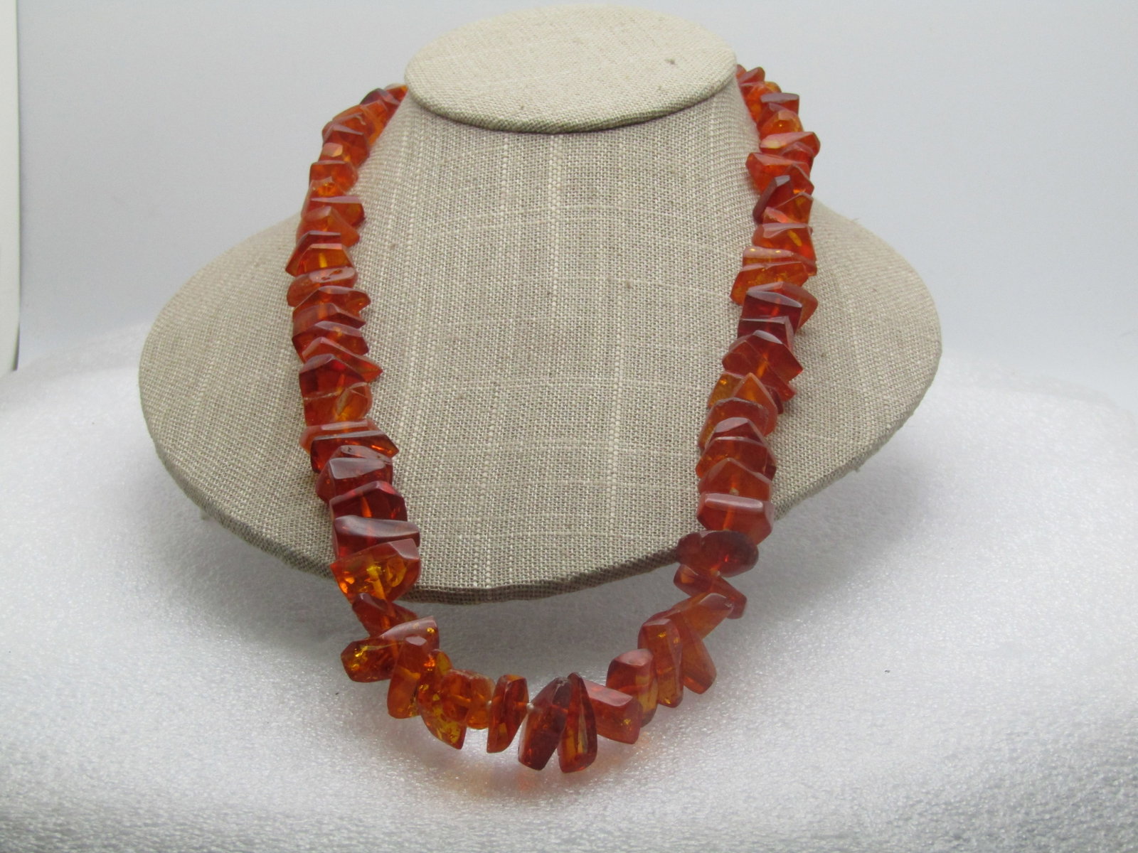 Vintage Cognac Baltic Amber Necklace, Bursztyn, Poland, 22". - 2