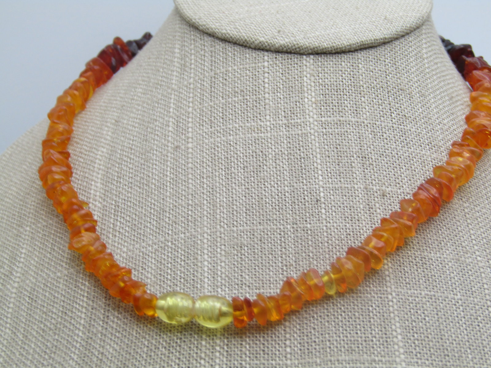 Vintage Multi Colored Baltic Amber Necklace, 17.5", Graduated nuggets - 4