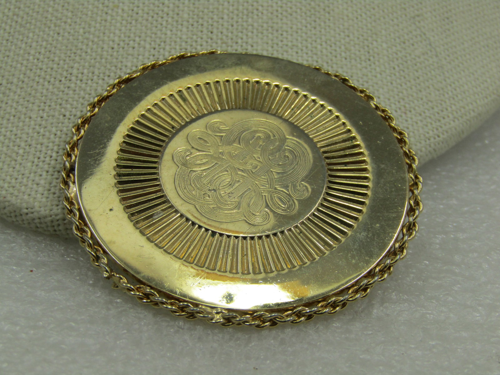 Vintage Round Scrolled Brooch, 1960's, 2-1.8" - 2