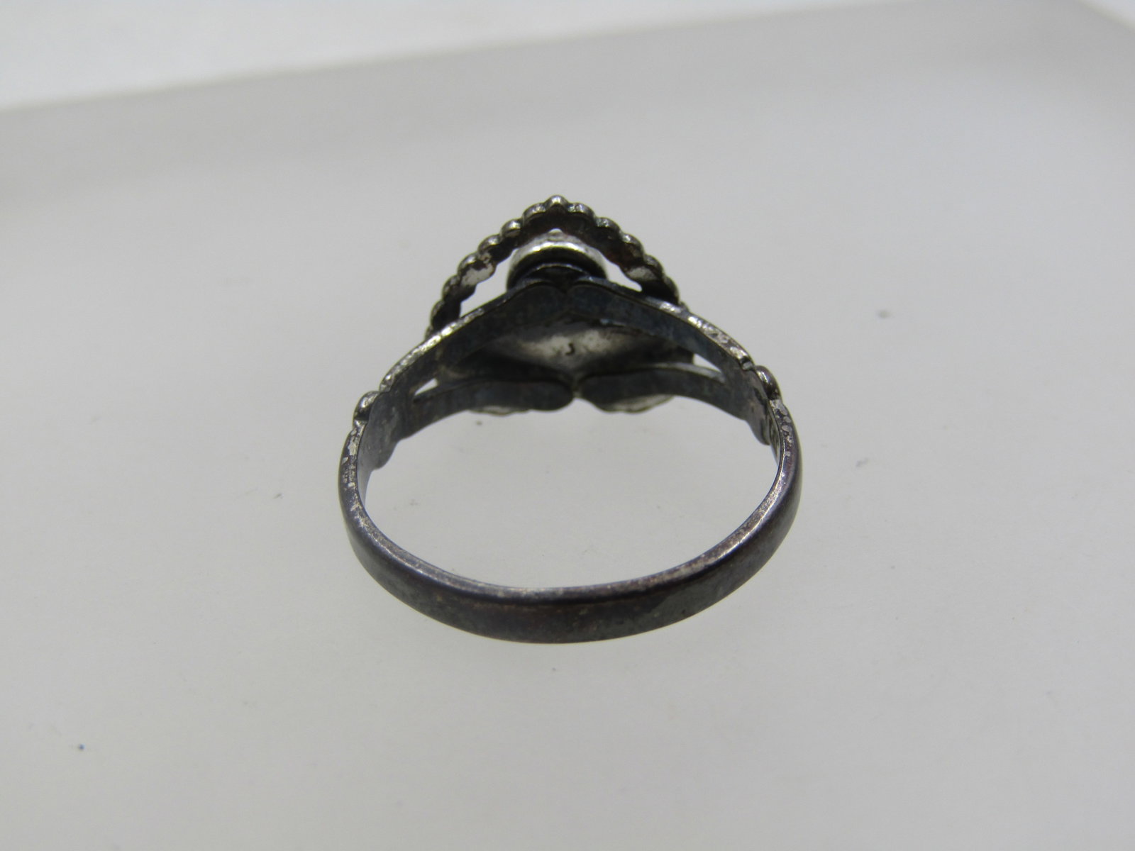 Vintage Sterling Southwestern Turquoise Heart Ring, Sz. 7, Signed - 6