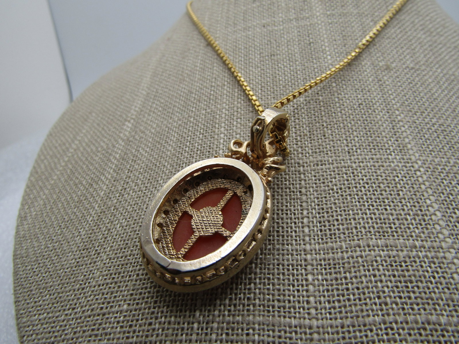 Vintage Cameo Rhinestone Necklace, 20" on Monet Box Chain - 4