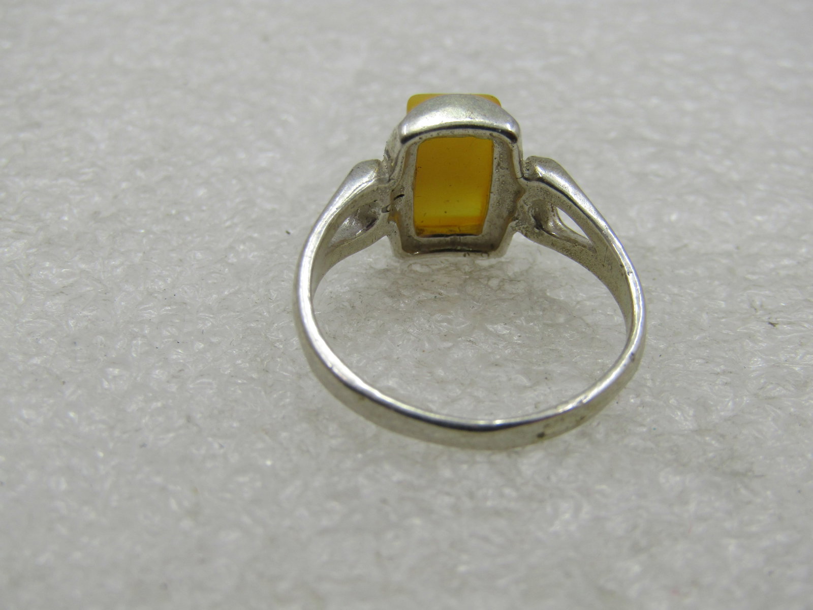 Vintage Yellow Stone Ring, Sz 7.5, Silver Tone - 6