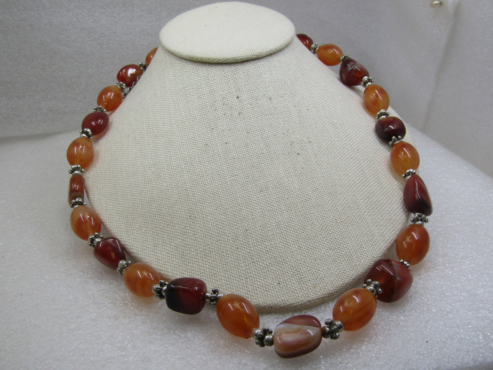 Vintage Faux Amber Agate Beaded Necklace, 24", 1970's-1980's - 2