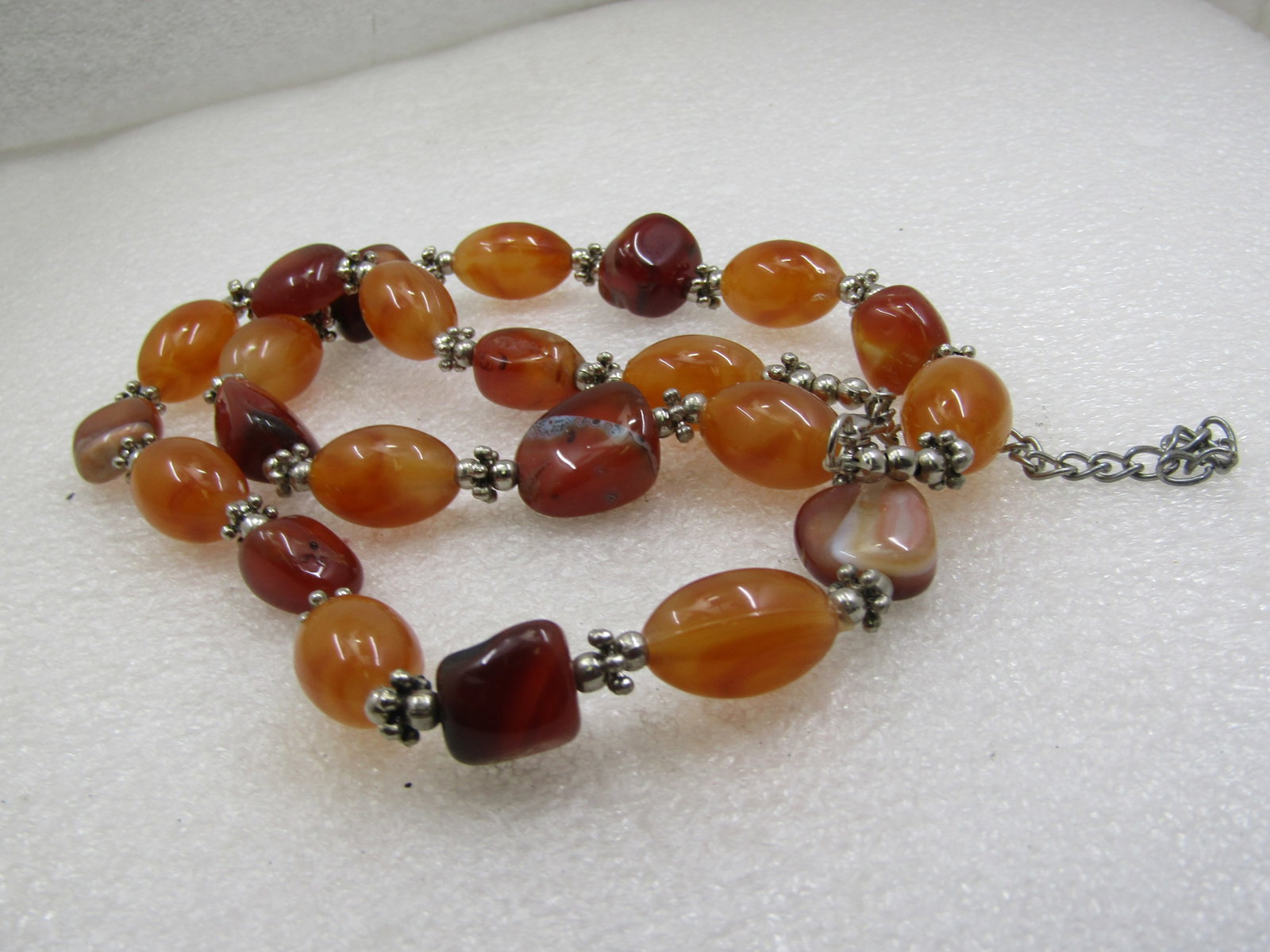 Vintage Faux Amber Agate Beaded Necklace, 24", 1970's-1980's - 4