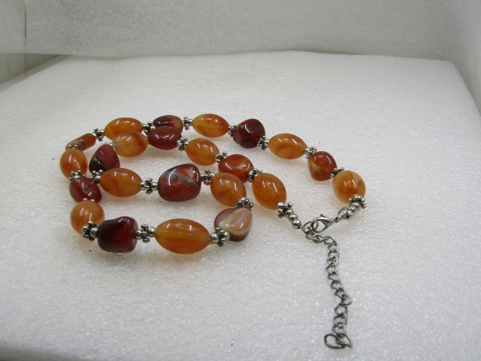 Vintage Faux Amber Agate Beaded Necklace, 24", 1970's-1980's - 5