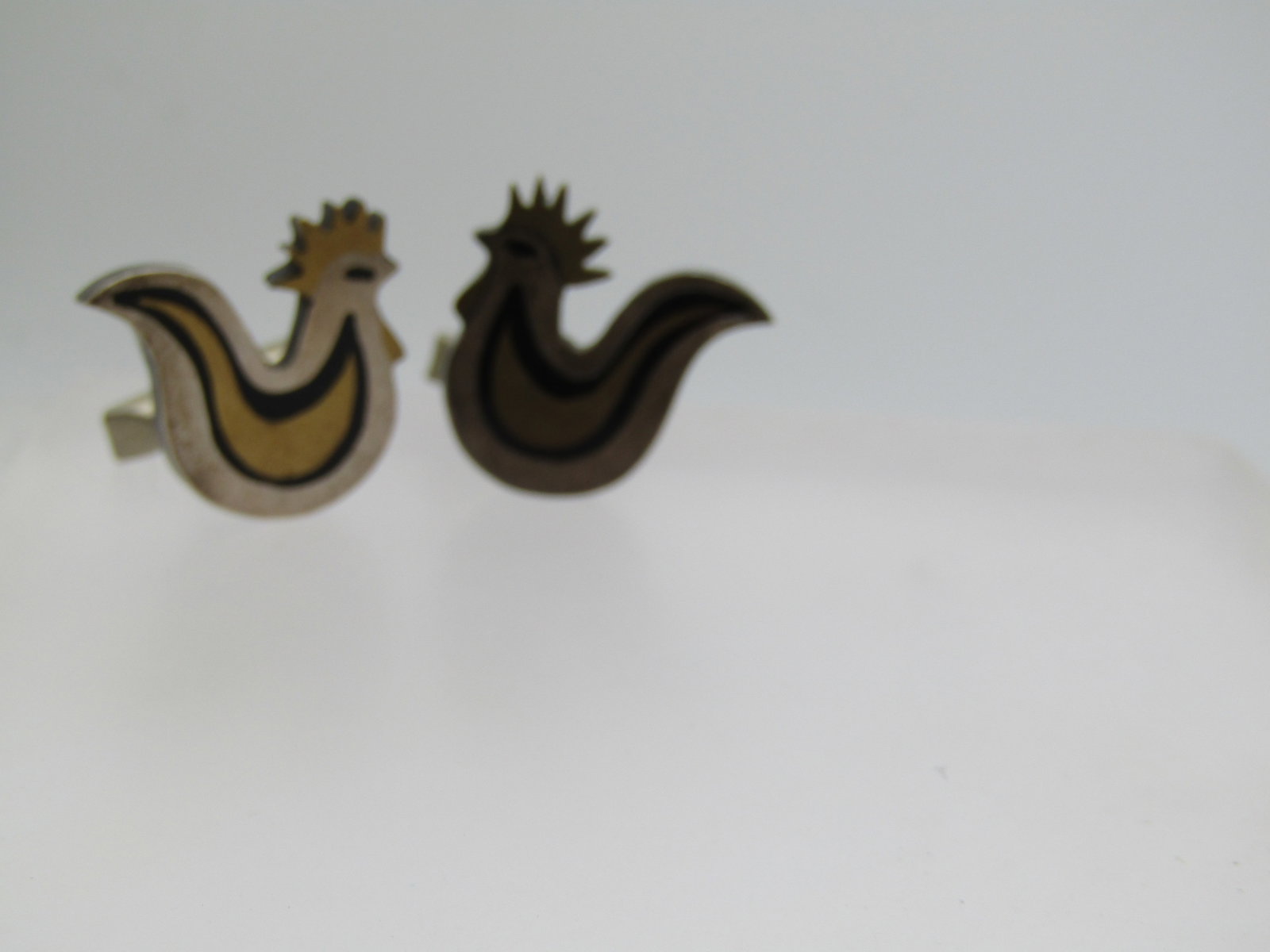 Vintage Sterling Modernist Rooster/Chicken Cufflinks, Estela Popowski, Taxco Mexico, Mid-Century - 2