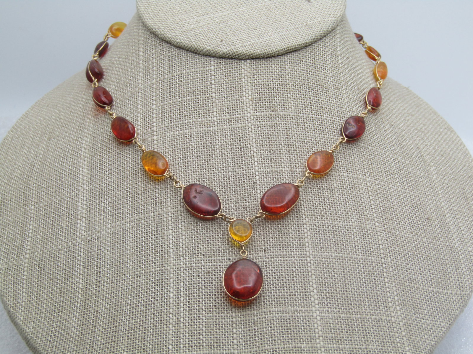 Vintage Graduated Baltic Amber Drop Necklace, 20", Honey & Cognac Amber - 2
