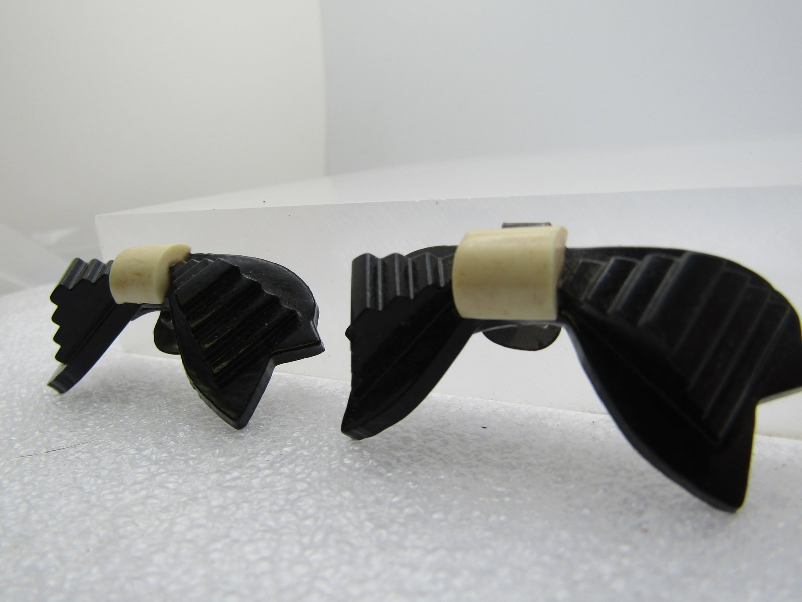 Vintage Black & White Bow Shoe Buckles, Celluloid, 1920's-1930's, 1-7/8" - 2
