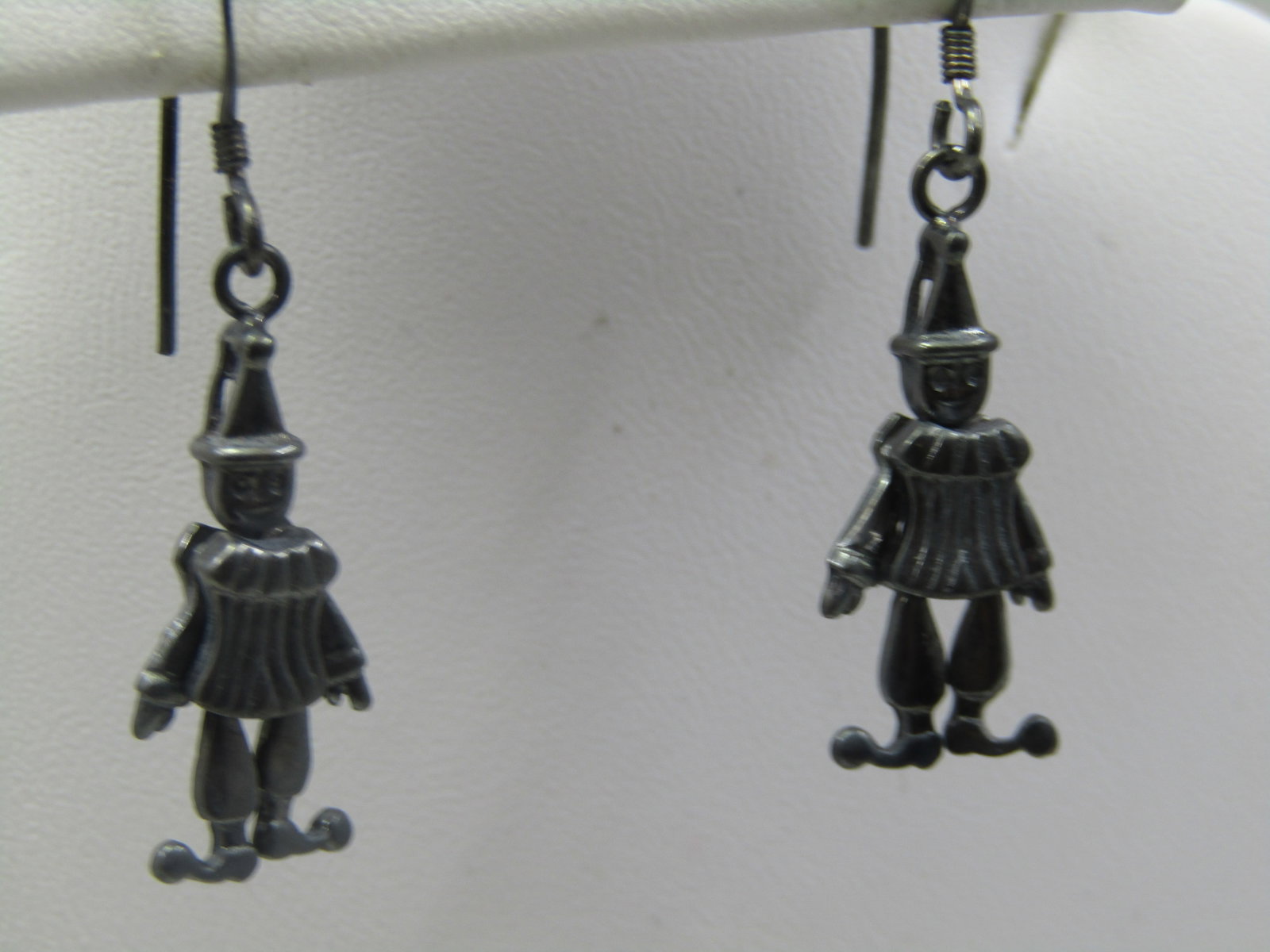 Vintage Sterling Dancing Clown Earrings. Articulated. Pierced - 2