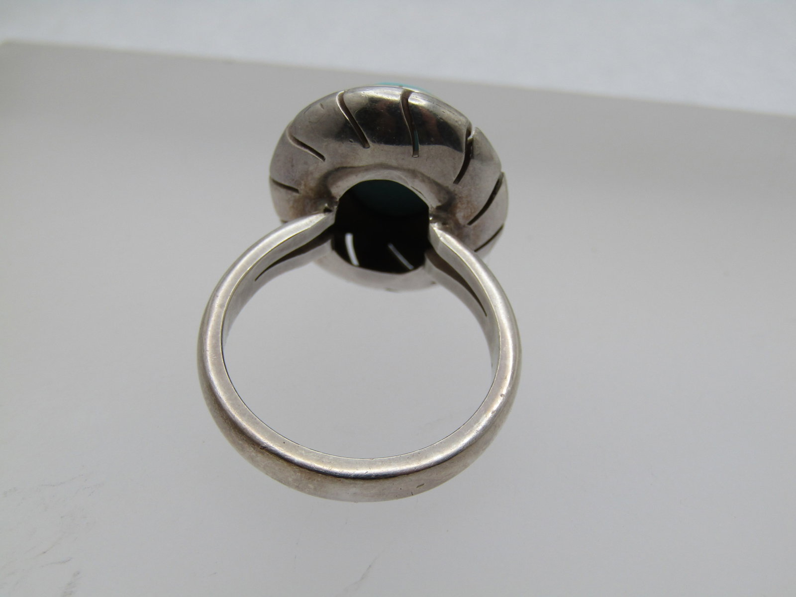 Sterling Mexican Turquoise Colored Ring, Sz. 8.5, Signed CII, Mexico, 1990's-2000's - 5