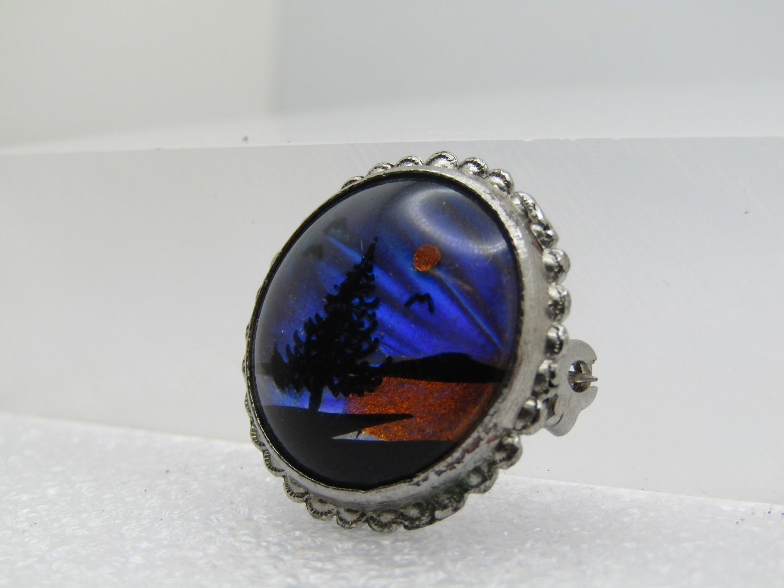 Vintage Morpho Sunset Brooch, 1950's-1960's, 1" Round - 2