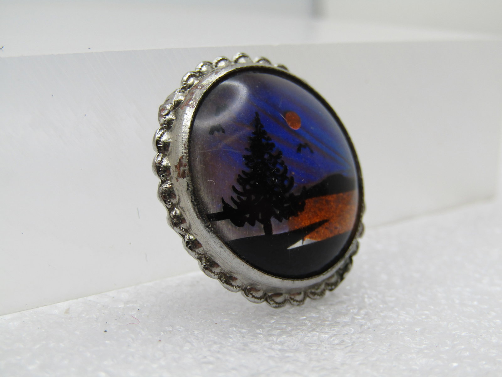 Vintage Morpho Sunset Brooch, 1950's-1960's, 1" Round - 3
