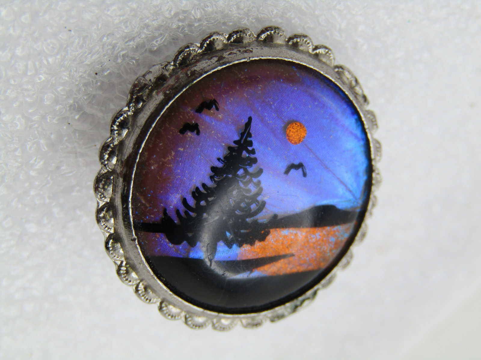 Vintage Morpho Sunset Brooch, 1950's-1960's, 1" Round - 5