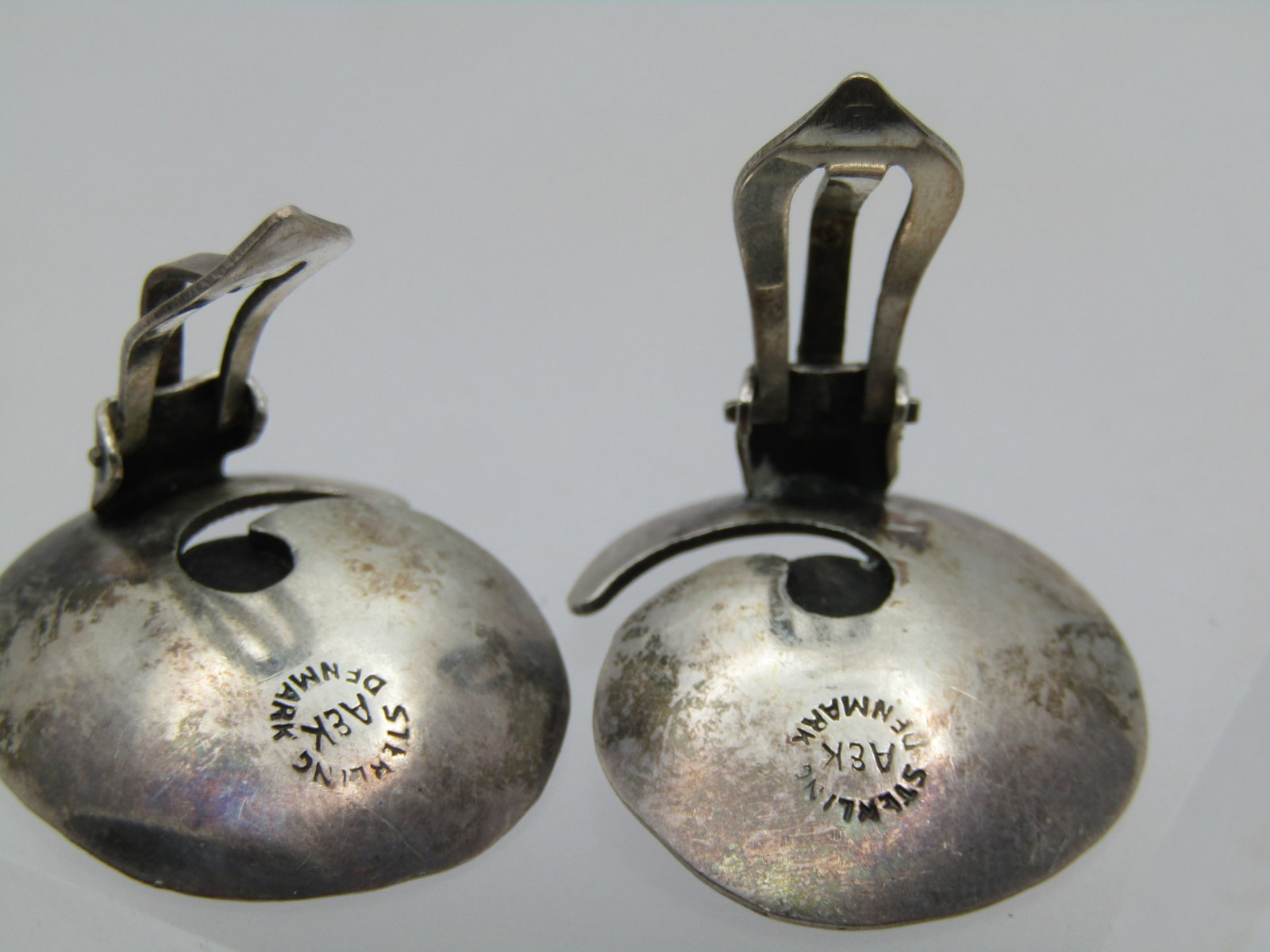 Sterling Spiral Modernist Clip Earrings, Signed A & K Denmark, AARRE & KROGH - 5