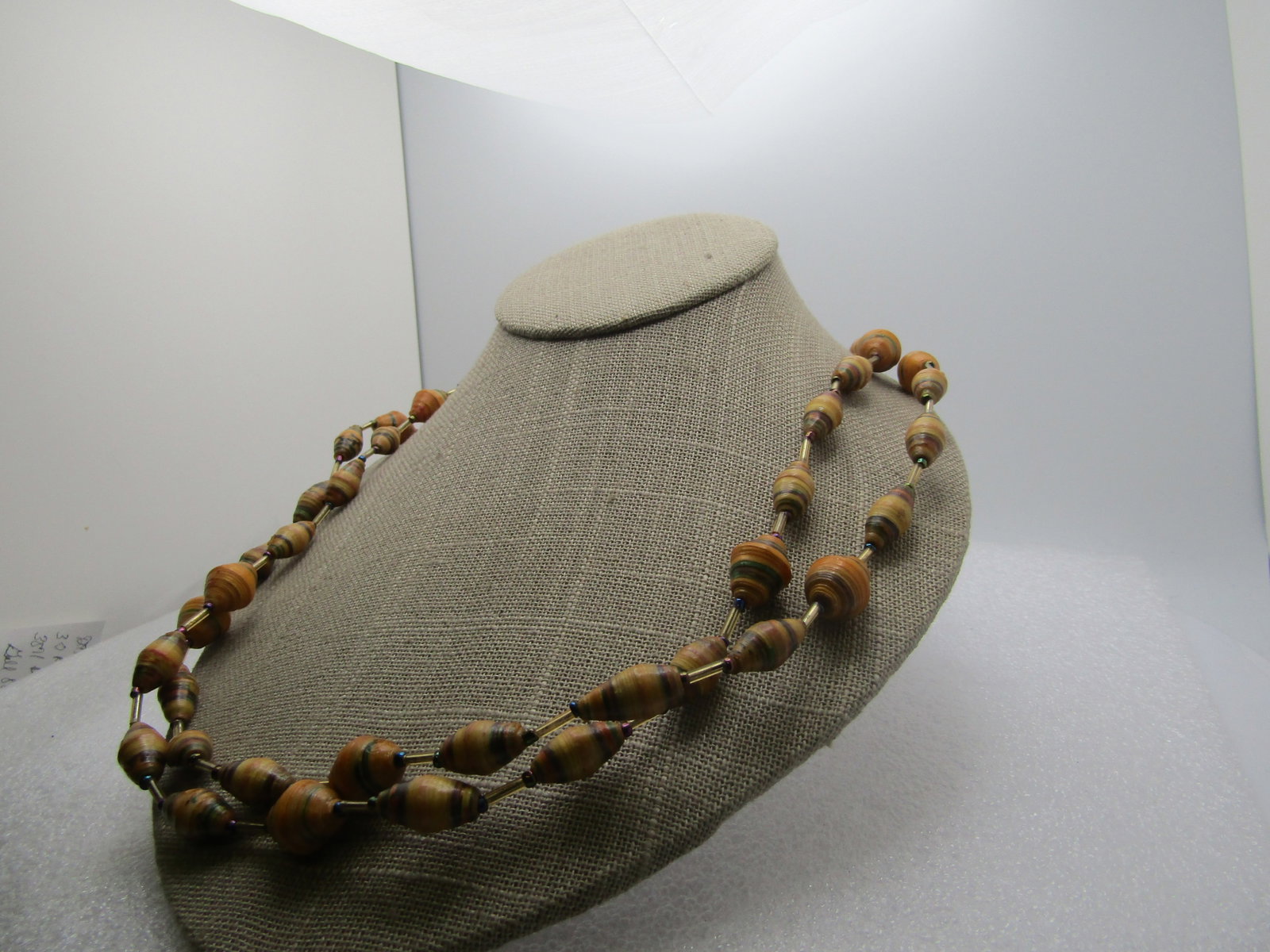 Vintage Hand Made Conical Beaded Necklace, Double Strand. 22". - 2