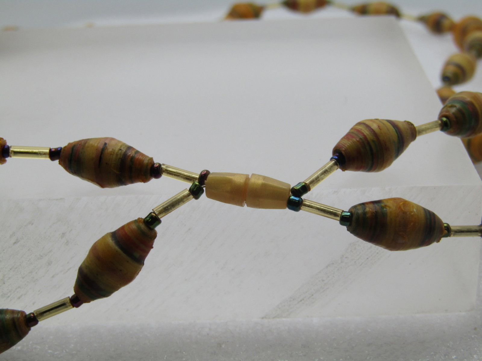 Vintage Hand Made Conical Beaded Necklace, Double Strand. 22". - 5
