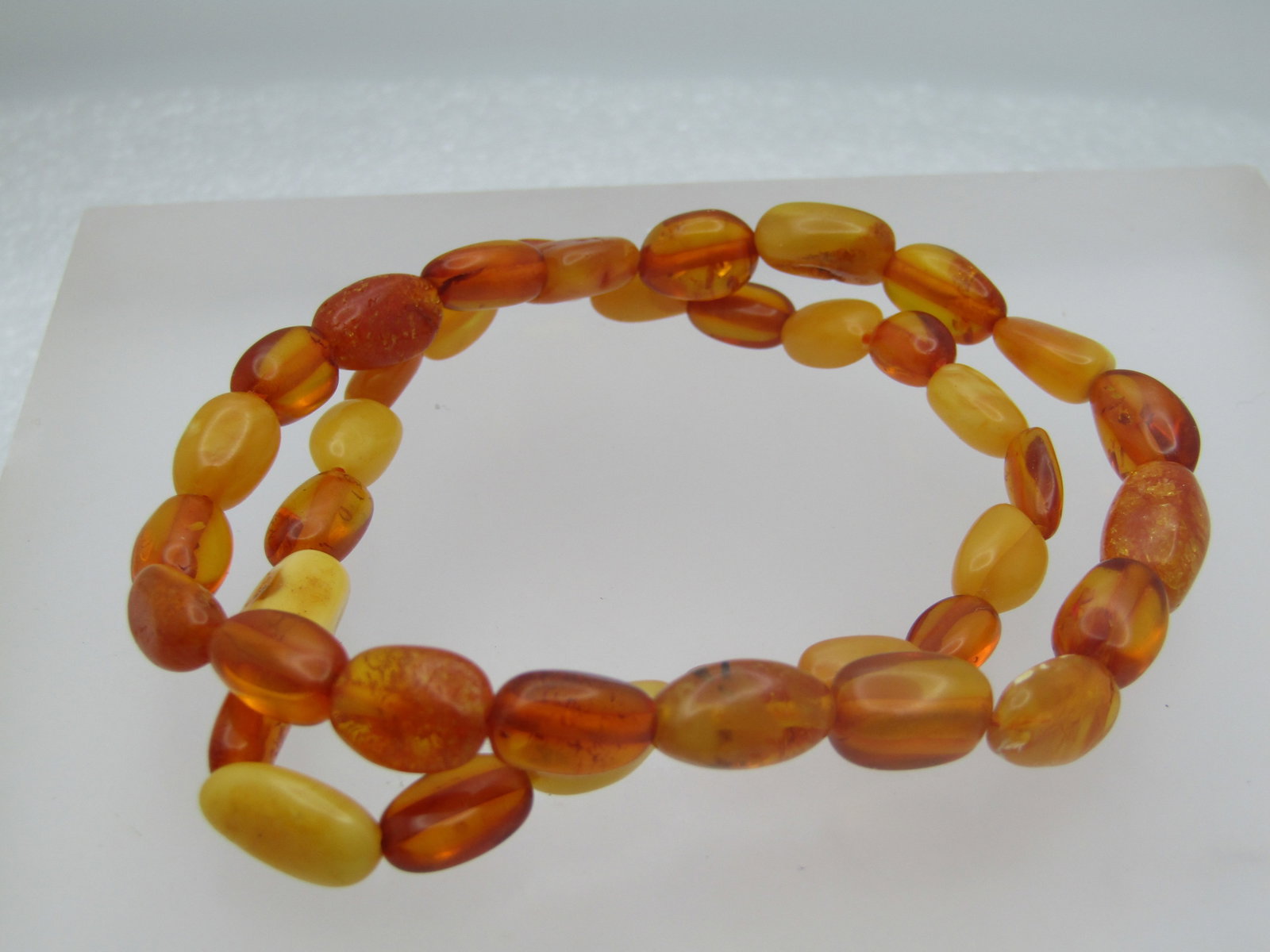Vintage Two Honey/Yellow Baltic Amber Stretch Bracelets, 6.5" - 2