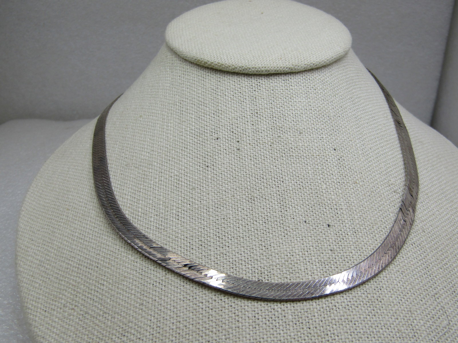 Vintage Sterling 5.5mm Herringbone Necklace 24" Signed ISC - 2