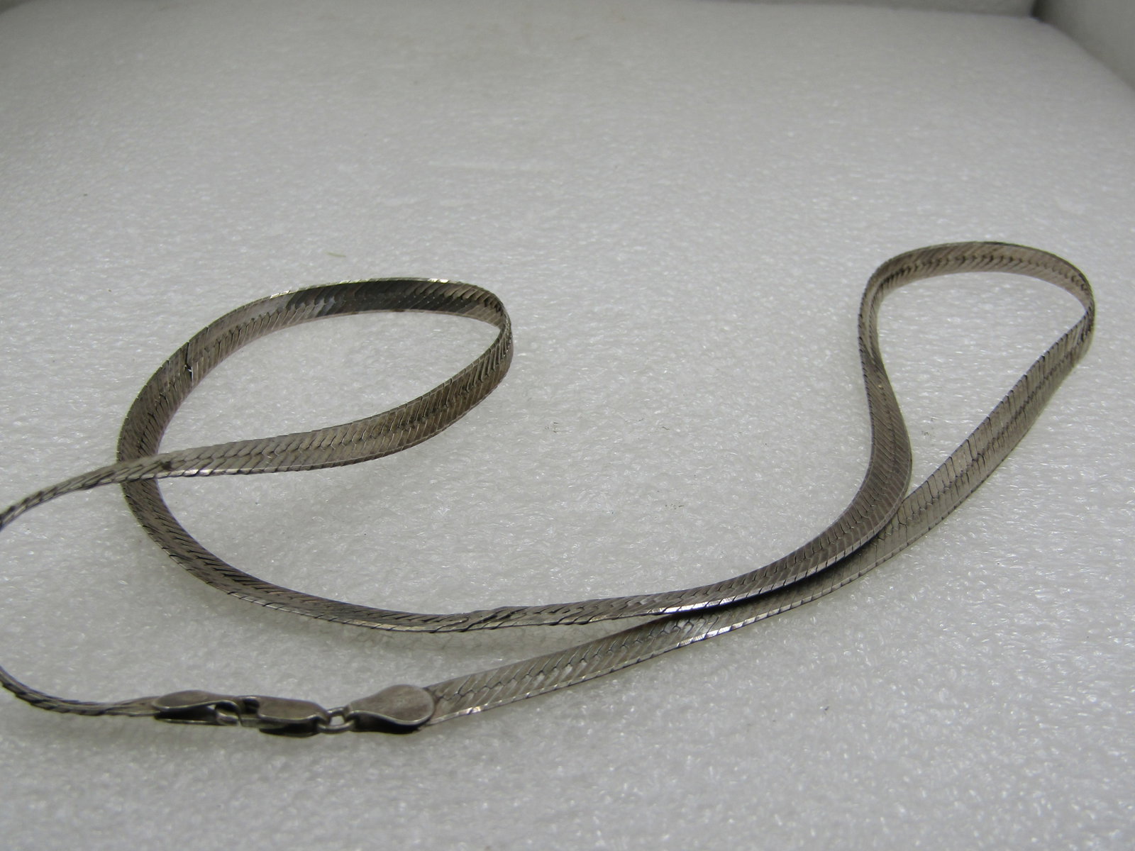 Vintage Sterling 5.5mm Herringbone Necklace 24" Signed ISC - 5