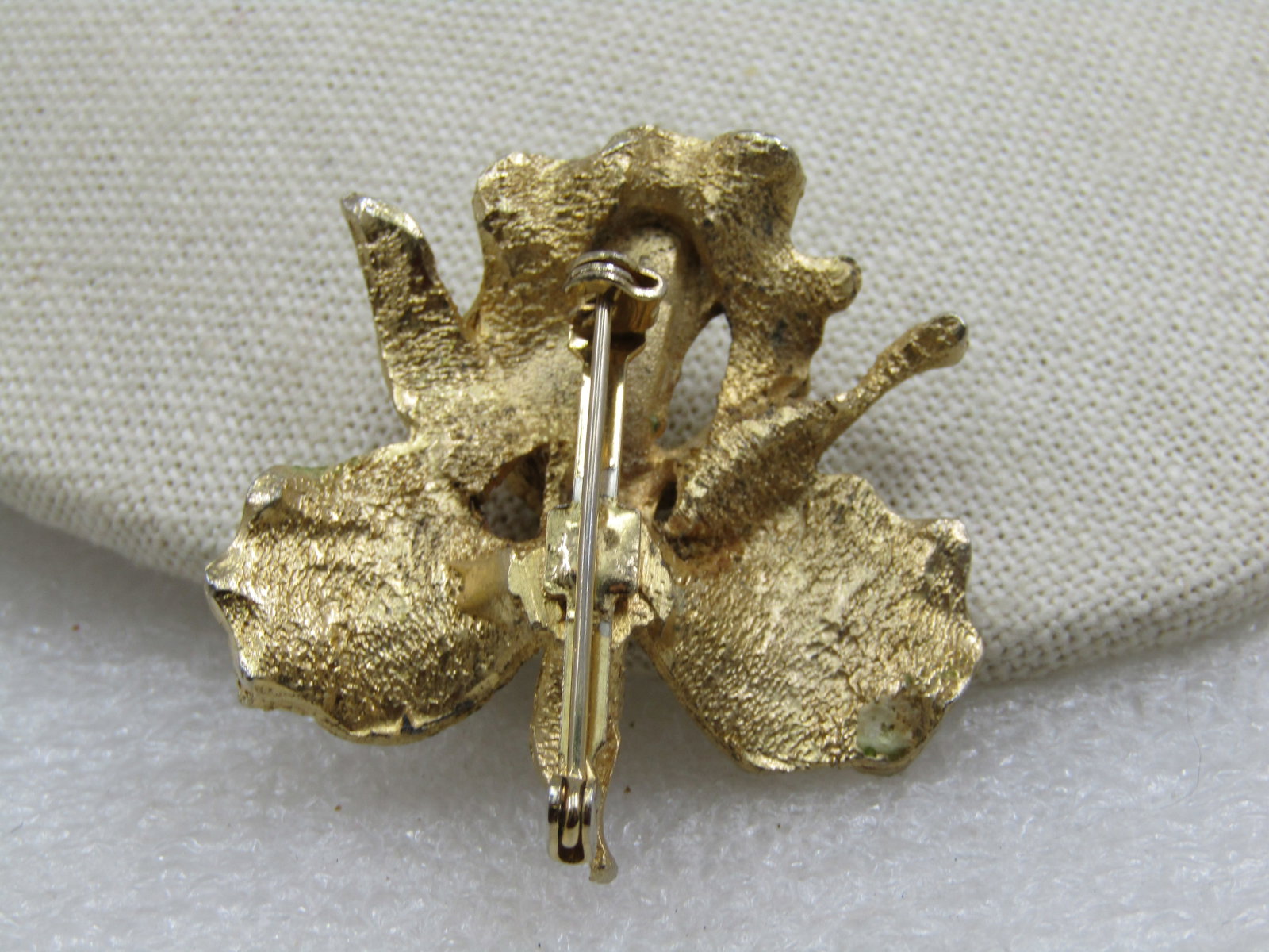 Vintage Green Aurora Borealis Orchid Brooch, 1960's - 4