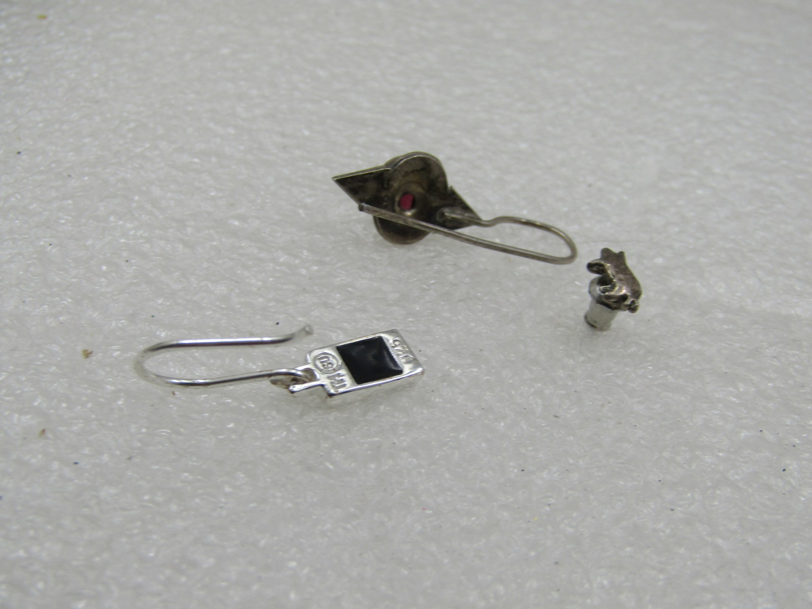 Vintage 3 Single Sterling Silver Earrings, Pierced - 5
