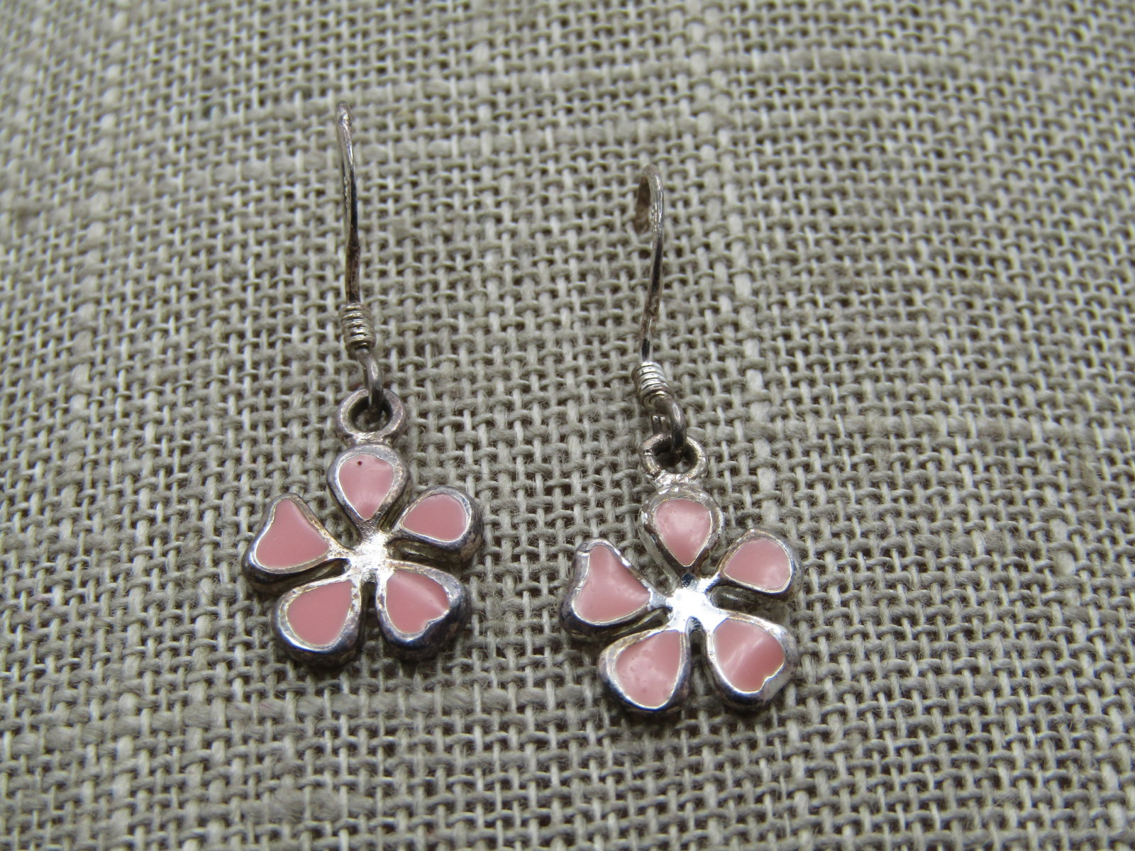 Vintage Sterling Pink Blossom Earrings, Pierced, 1980's-1990's, Signed (1 of 4)