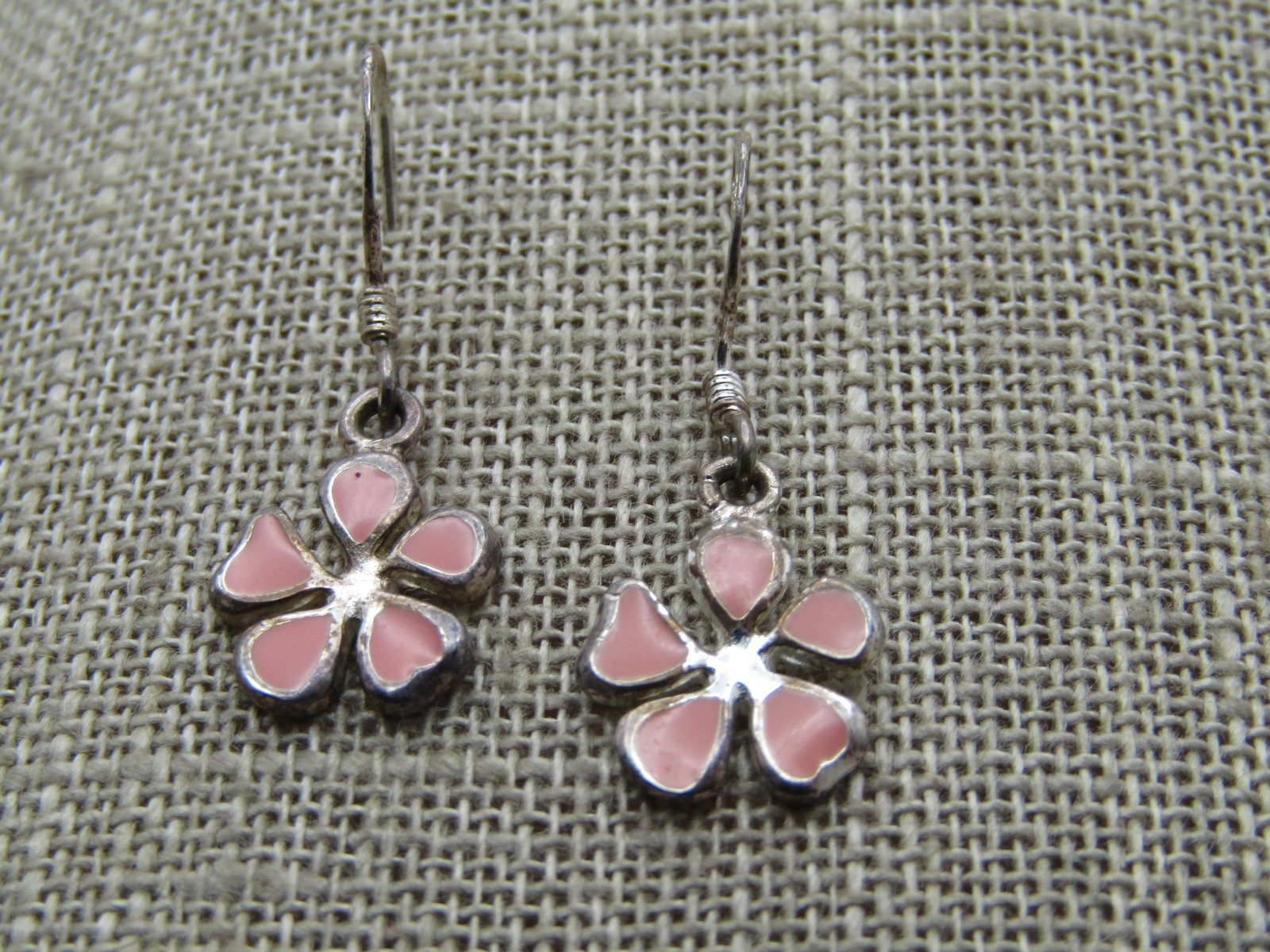 Vintage Sterling Pink Blossom Earrings, Pierced, 1980's-1990's, Signed - 2