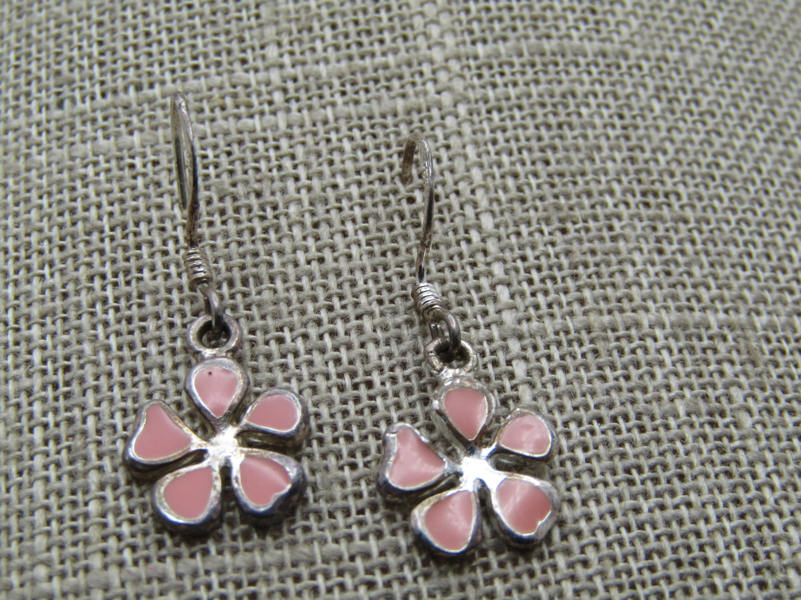Vintage Sterling Pink Blossom Earrings, Pierced, 1980's-1990's, Signed - 3