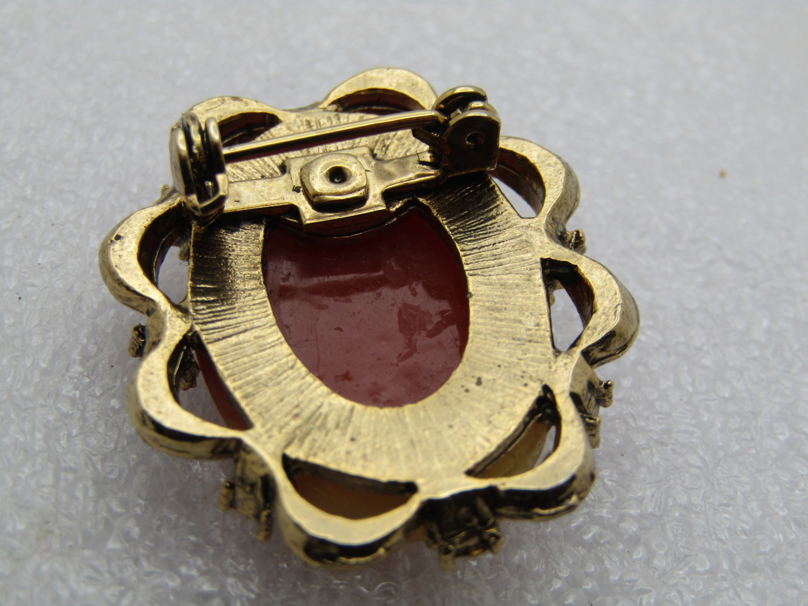 Vintage Cameo & Rhinestone Brooch, 1960's, 1.25" - 5