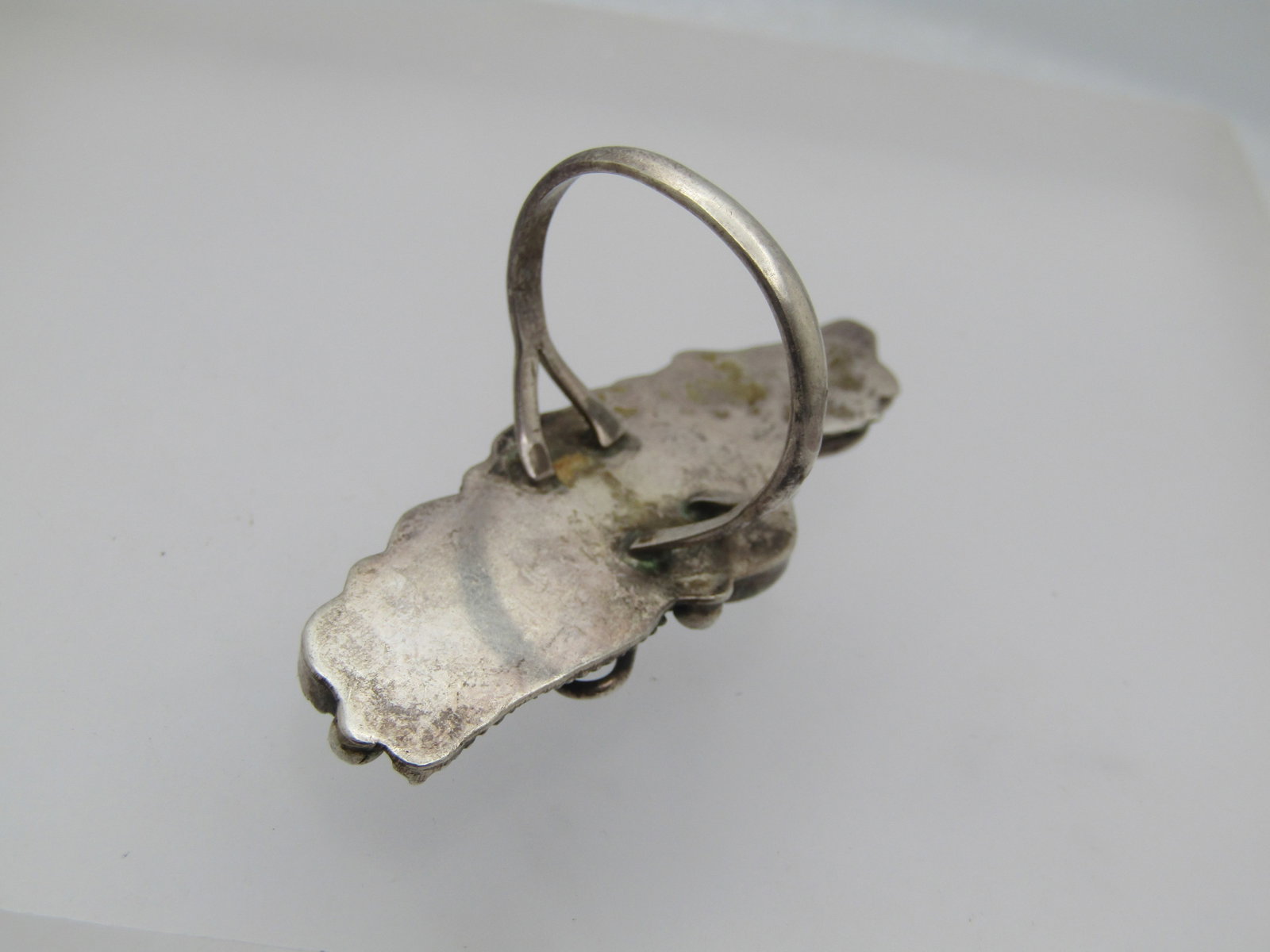 Vintage Sterling Southwestern Turquoise Ring, Sz. 9, Long . 1970's-1980's, Unisex - 6