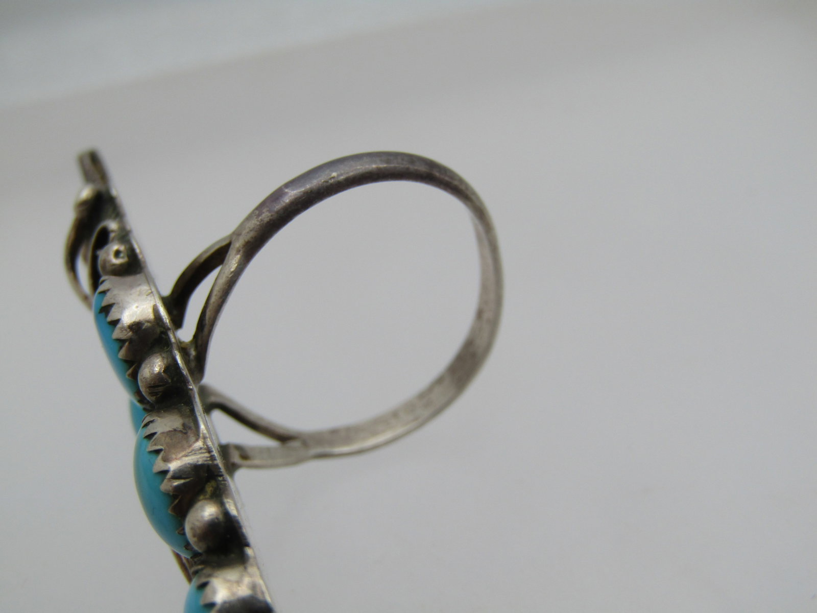 Vintage Sterling Southwestern Turquoise Ring, Sz. 9, Long . 1970's-1980's, Unisex - 7