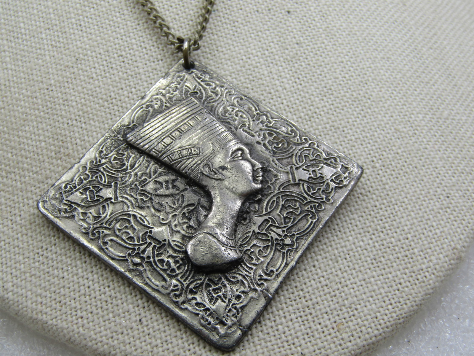 Vintage Egyptian Revival Necklace,, 25", Silver Tone, 1970's-1980's - 4