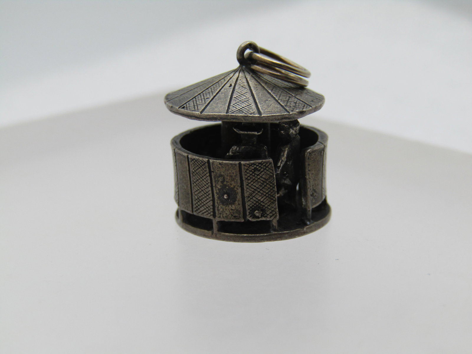 Vintage .800 Silver People in Carousel Charm , Signed, 1950''s-1960's - 2