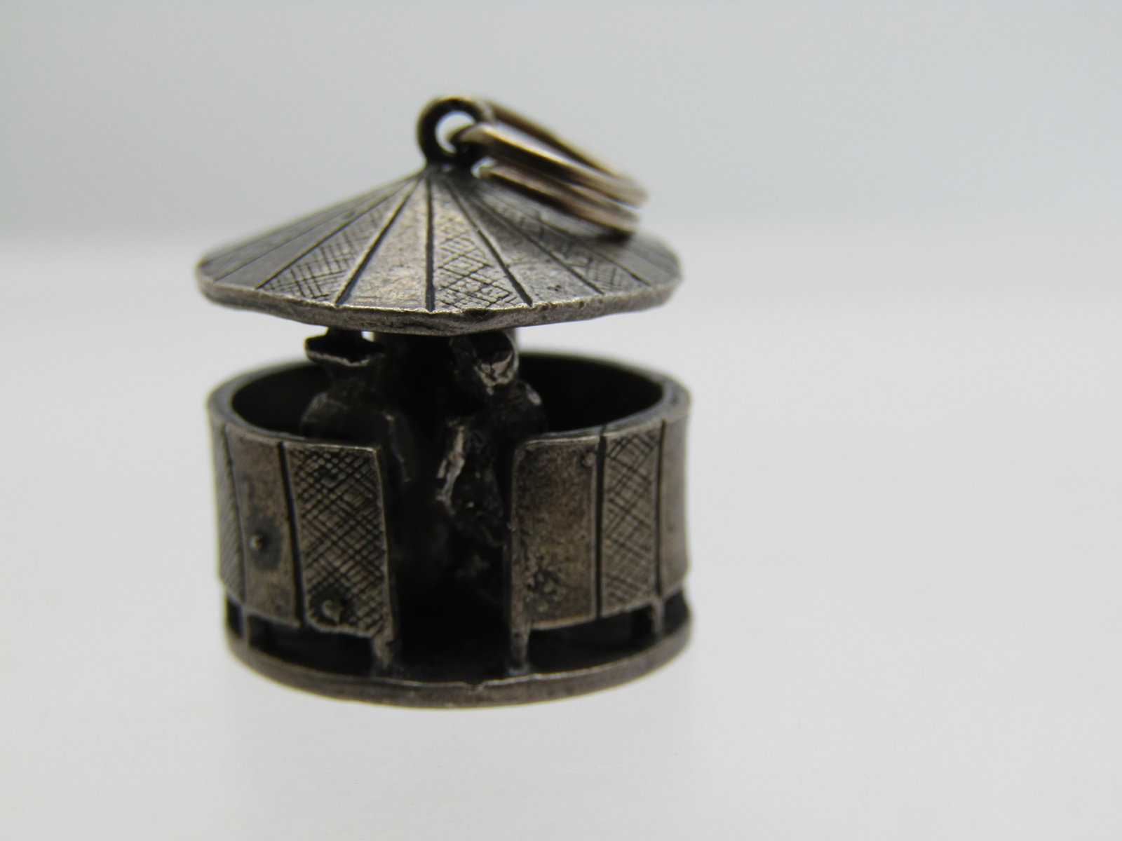 Vintage .800 Silver People in Carousel Charm , Signed, 1950''s-1960's - 5