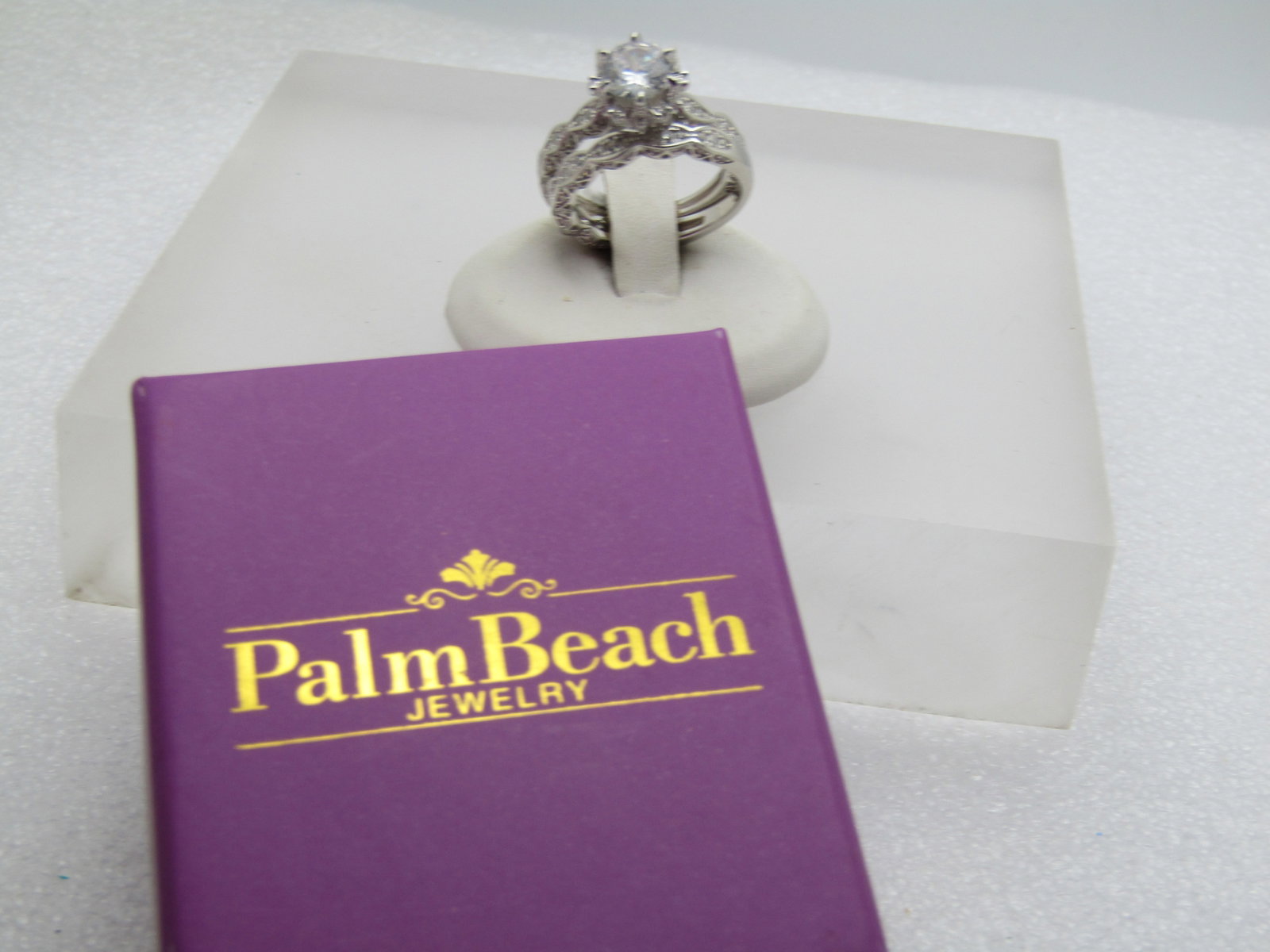Sterling CZ Wedding Ring Set, Sz. 7, Palm Beach Jewelry, Original Box - 2