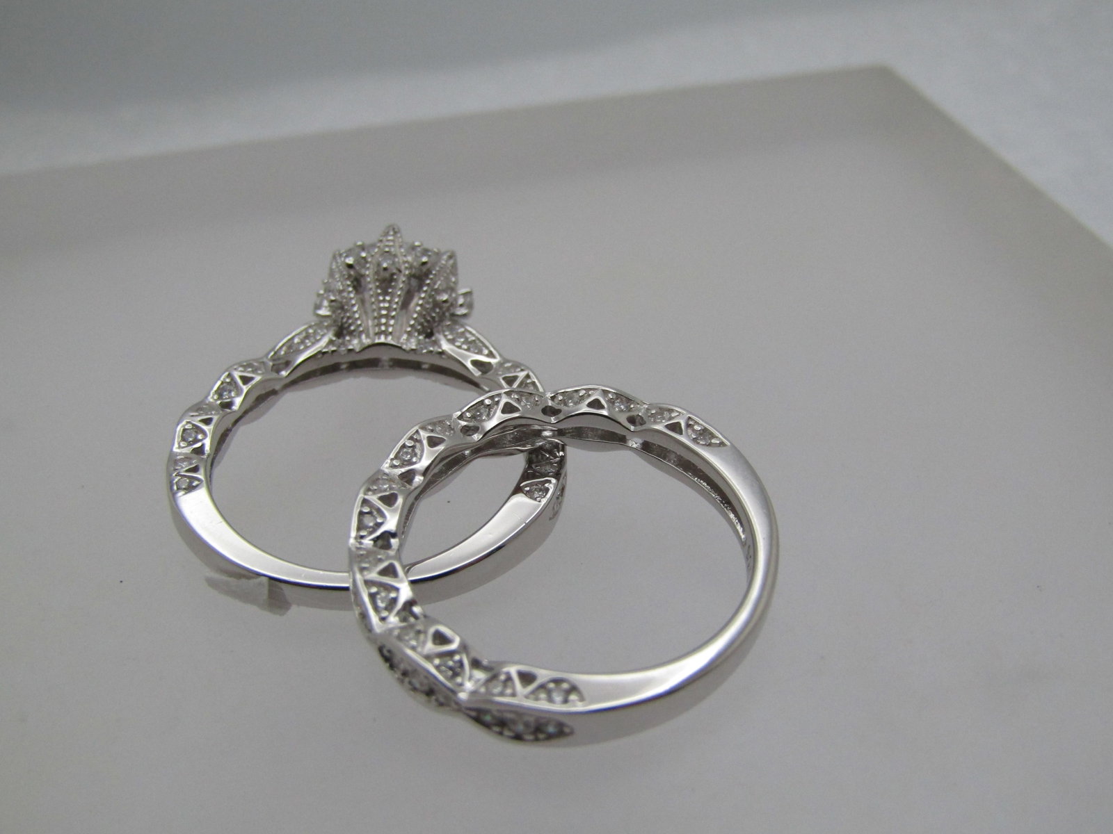 Sterling CZ Wedding Ring Set, Sz. 7, Palm Beach Jewelry, Original Box - 5