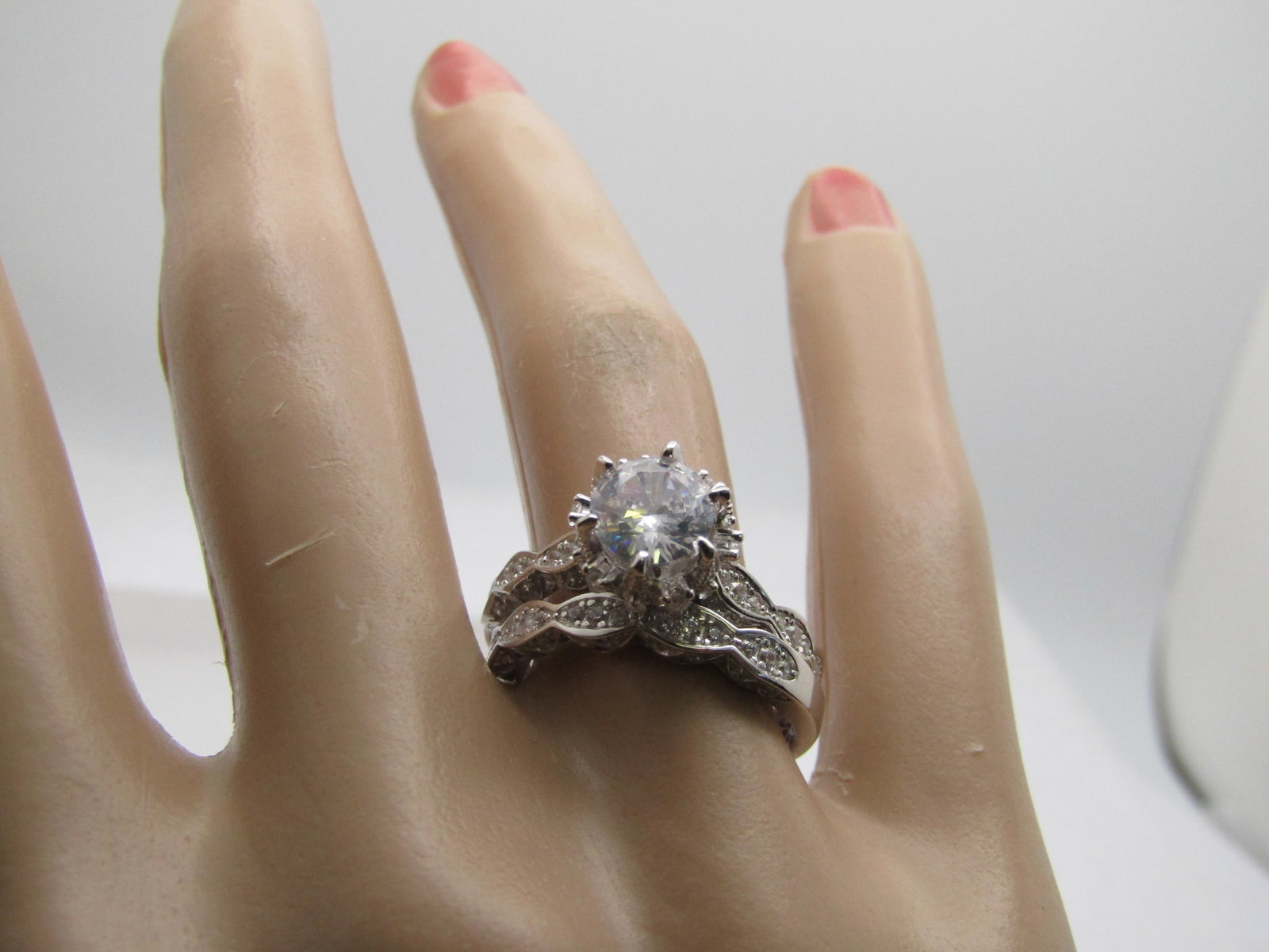 Sterling CZ Wedding Ring Set, Sz. 7, Palm Beach Jewelry, Original Box - 7