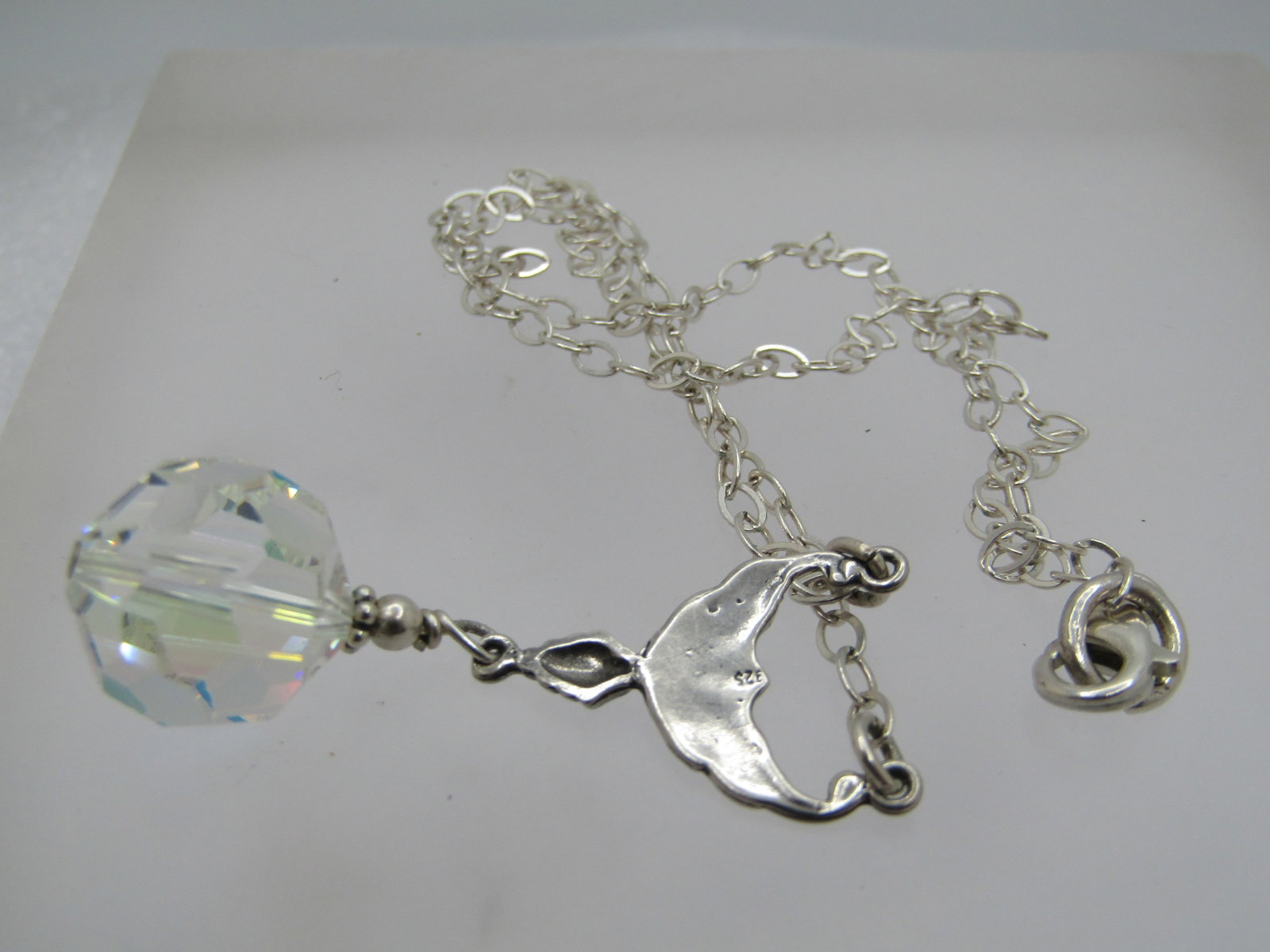 Vintage Sterling AB Crystal Lavalier Necklace, 18", 1990's - 6