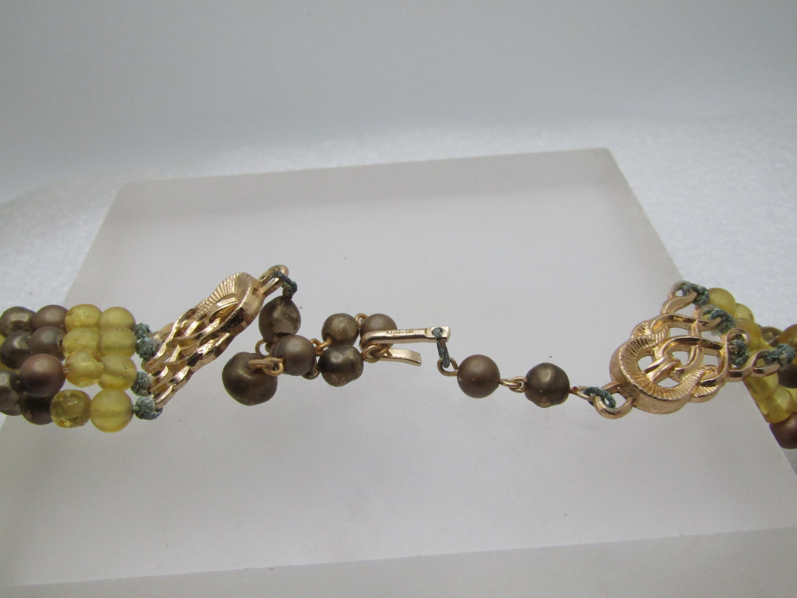 Vintage Four Strand Necklace, Bracelet, Clip Earrings, Japan, 1950's, 16" - 8
