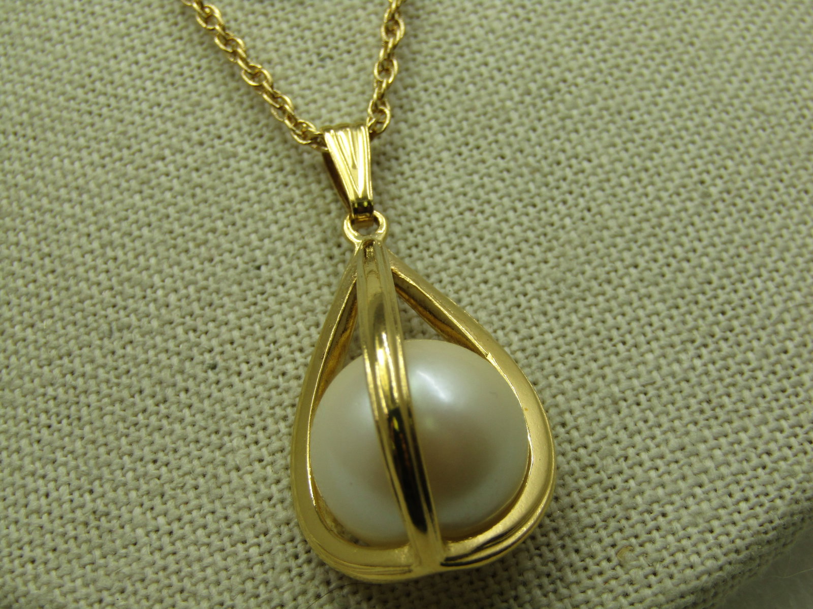 Vintage Caged Pearl Necklace, Avon, 1960's-1970's, 30" - 2