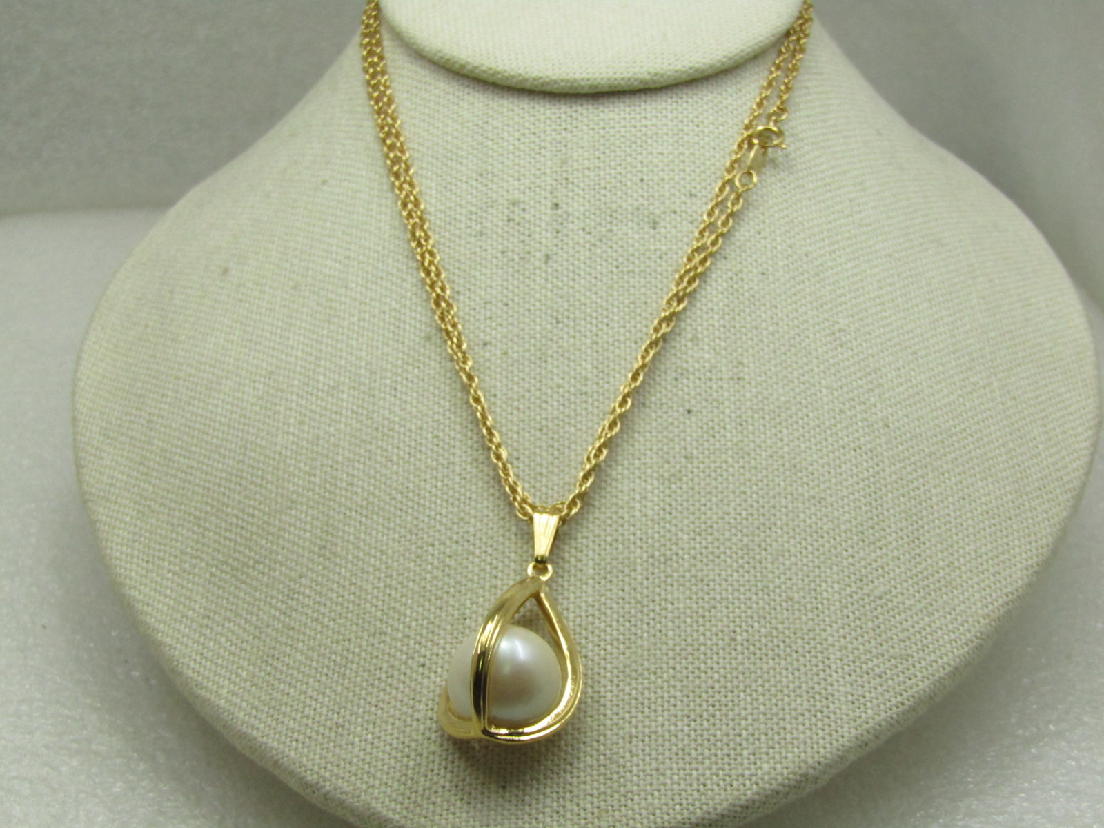 Vintage Caged Pearl Necklace, Avon, 1960's-1970's, 30" - 4