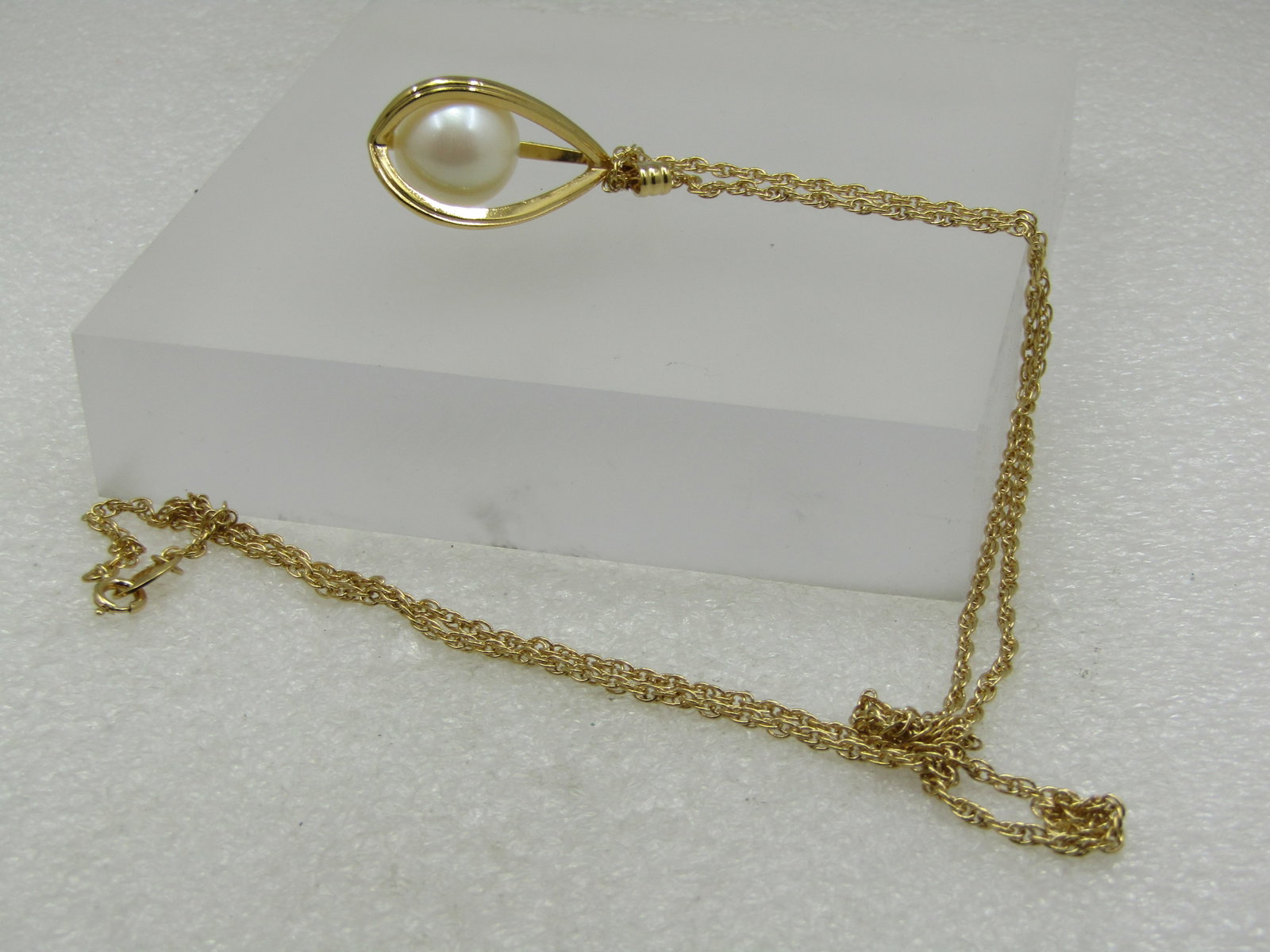 Vintage Caged Pearl Necklace, Avon, 1960's-1970's, 30" - 7