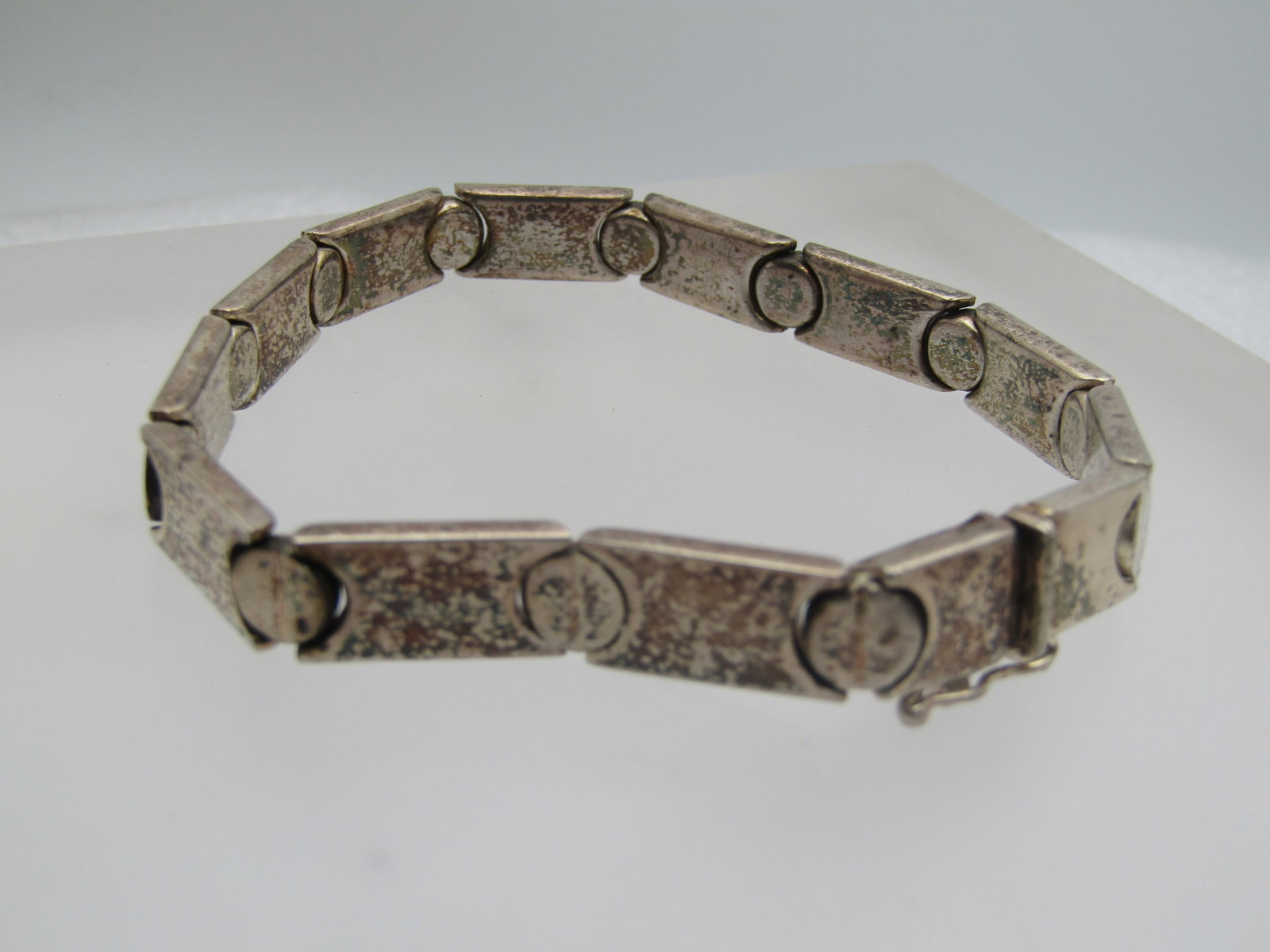 Vintage Sterling Grommet Bracelet, 7.25", 7.5mm Wide, Unisex, 1980's-1990's - 2