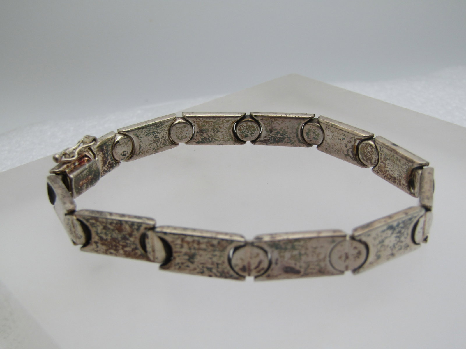 Vintage Sterling Grommet Bracelet, 7.25", 7.5mm Wide, Unisex, 1980's-1990's - 3