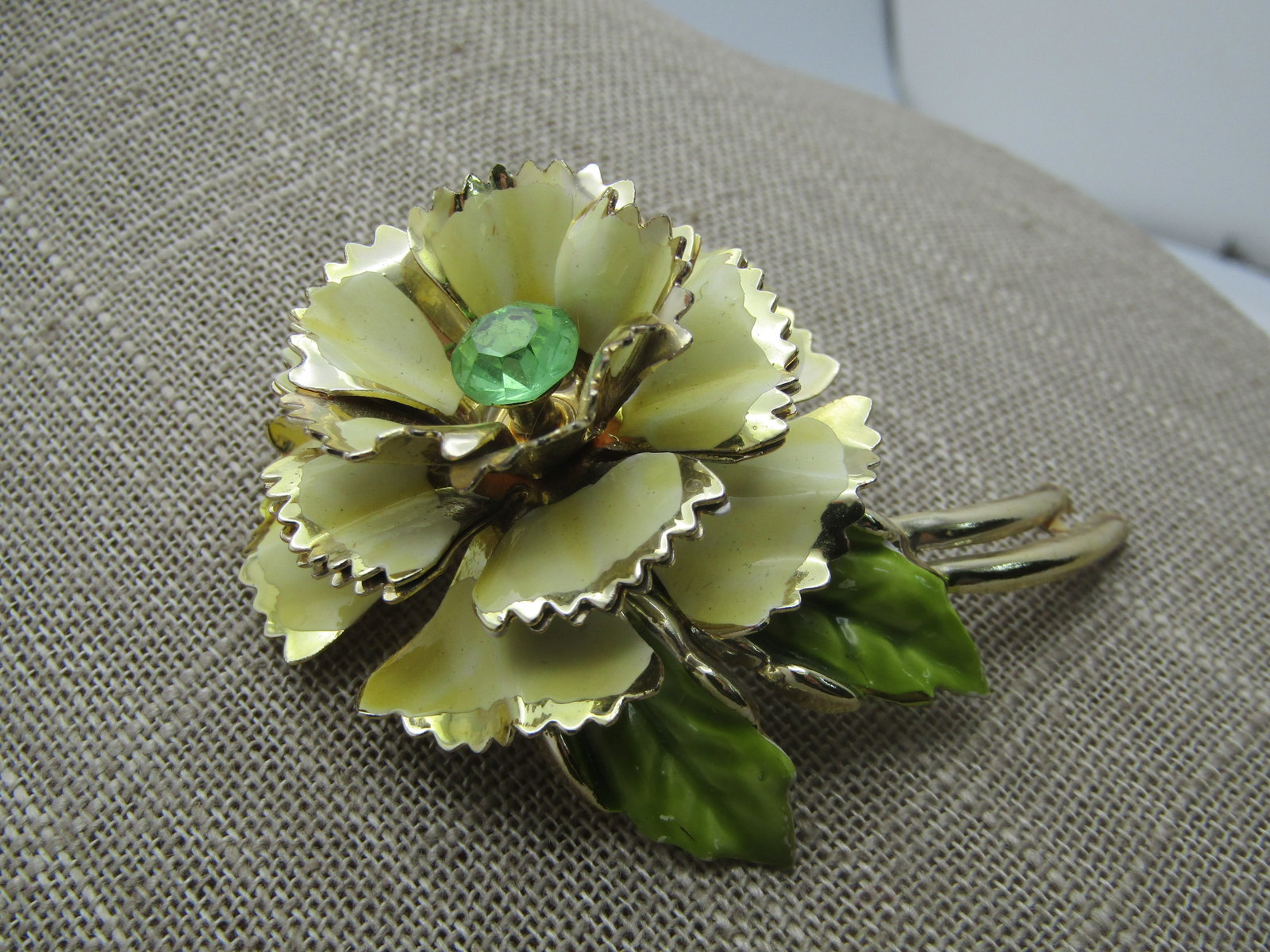 Vintage Enameled Rhinestone Floral Stem Brooch, 1950's-1960's - 2
