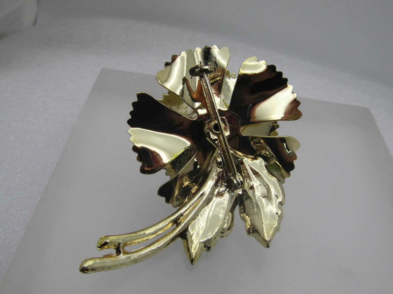 Vintage Enameled Rhinestone Floral Stem Brooch, 1950's-1960's - 4