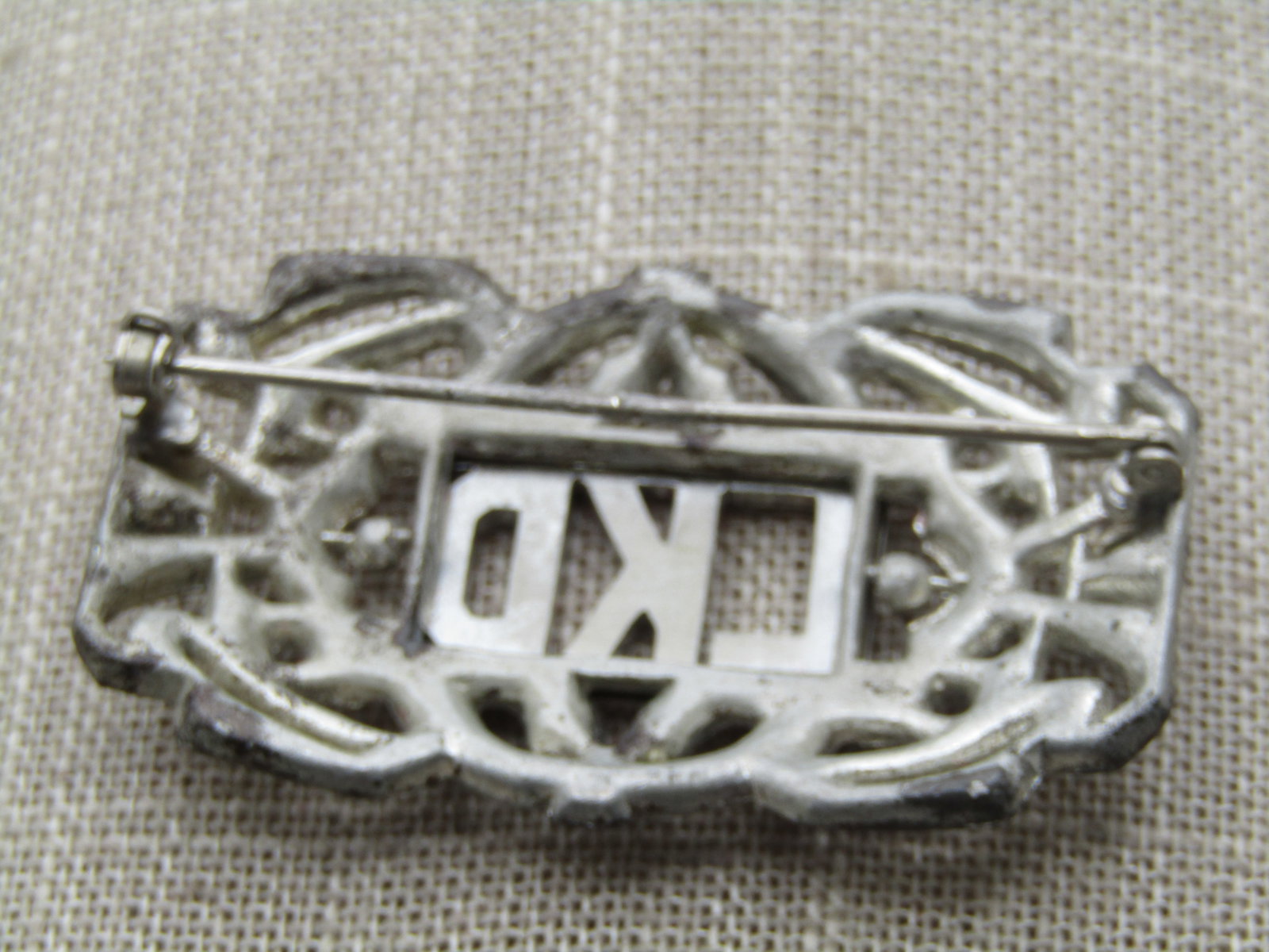 Vintage Marcasite LKD Initial Brooch, Missing Marcasites, 1920's-1930's - 4