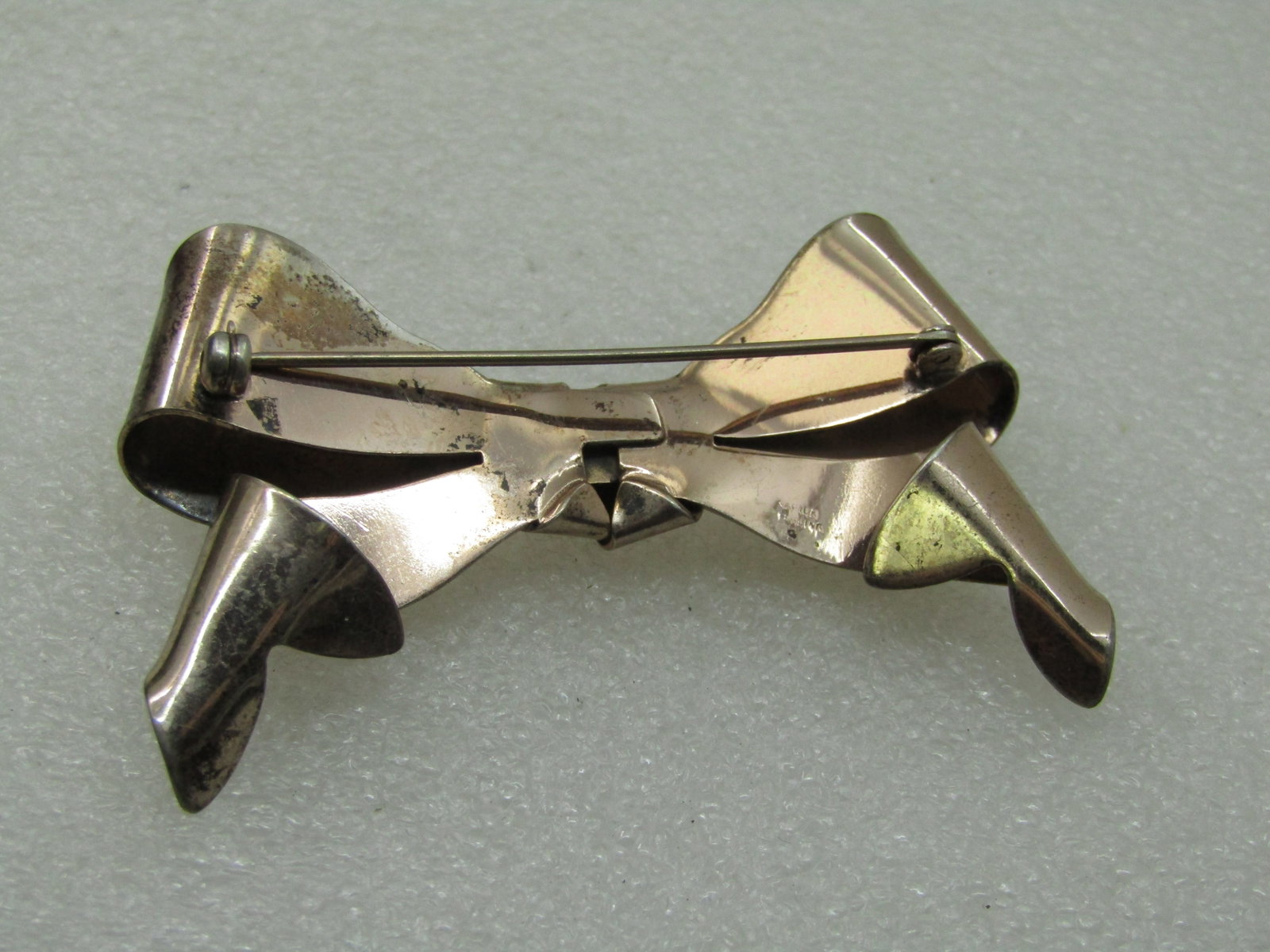 Vintage Napier Sterling Bow Brooch, Gold washed. 2.5" - 4