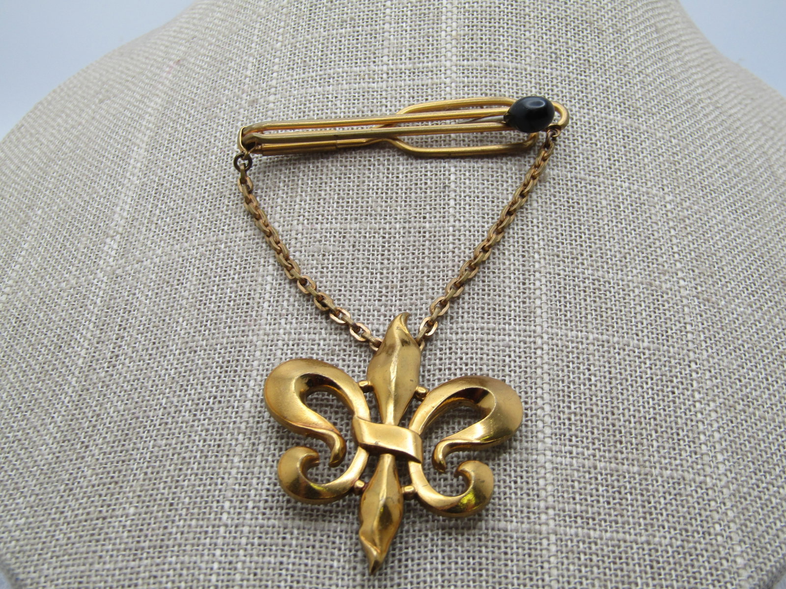 Vintage Fleur-de-Lis Tie Bar, 2.25", 1940's-1950's - 3